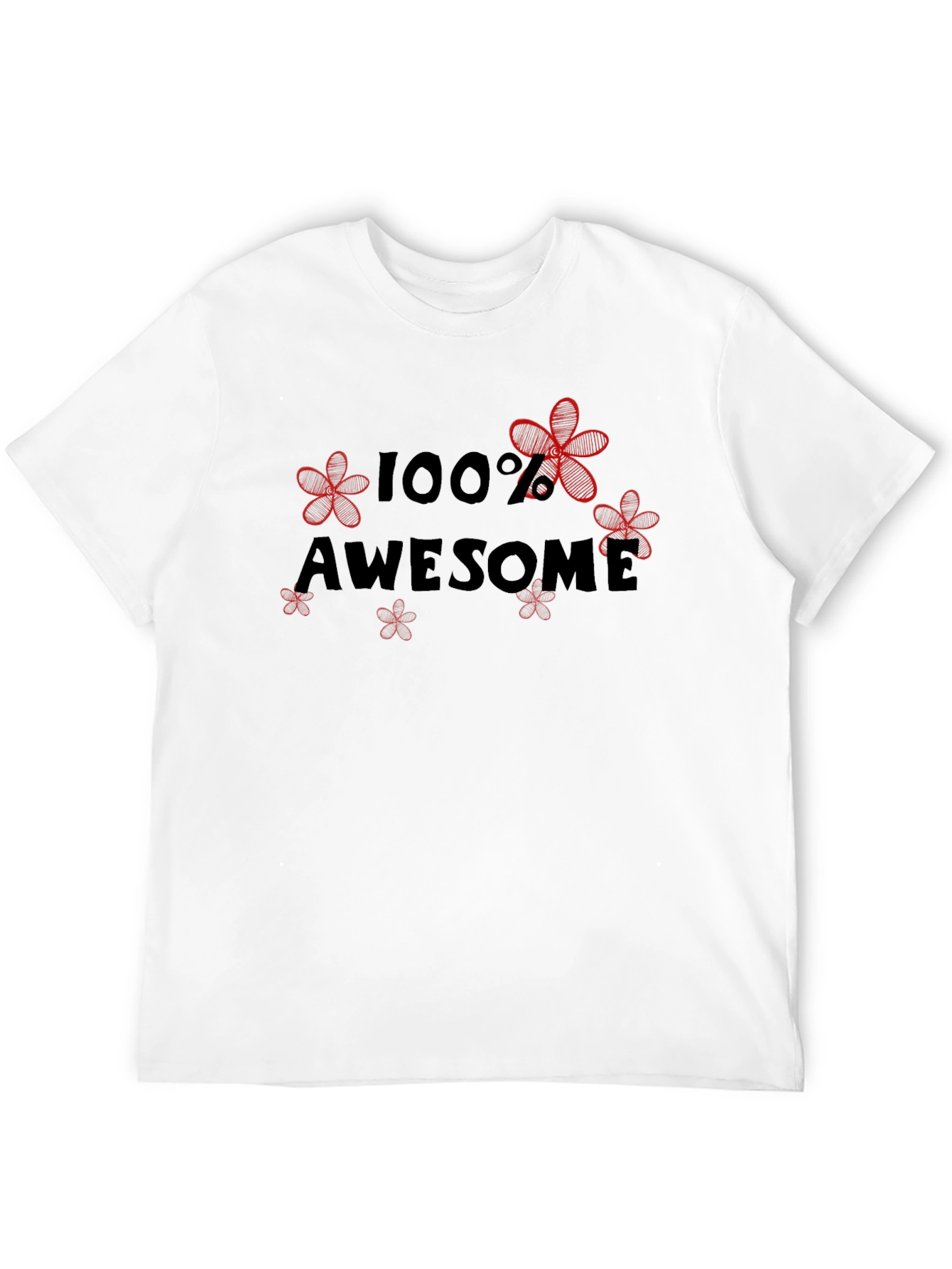 Black 100% Awesome Floral Graphic Tee - Black Cotton Blend view 12