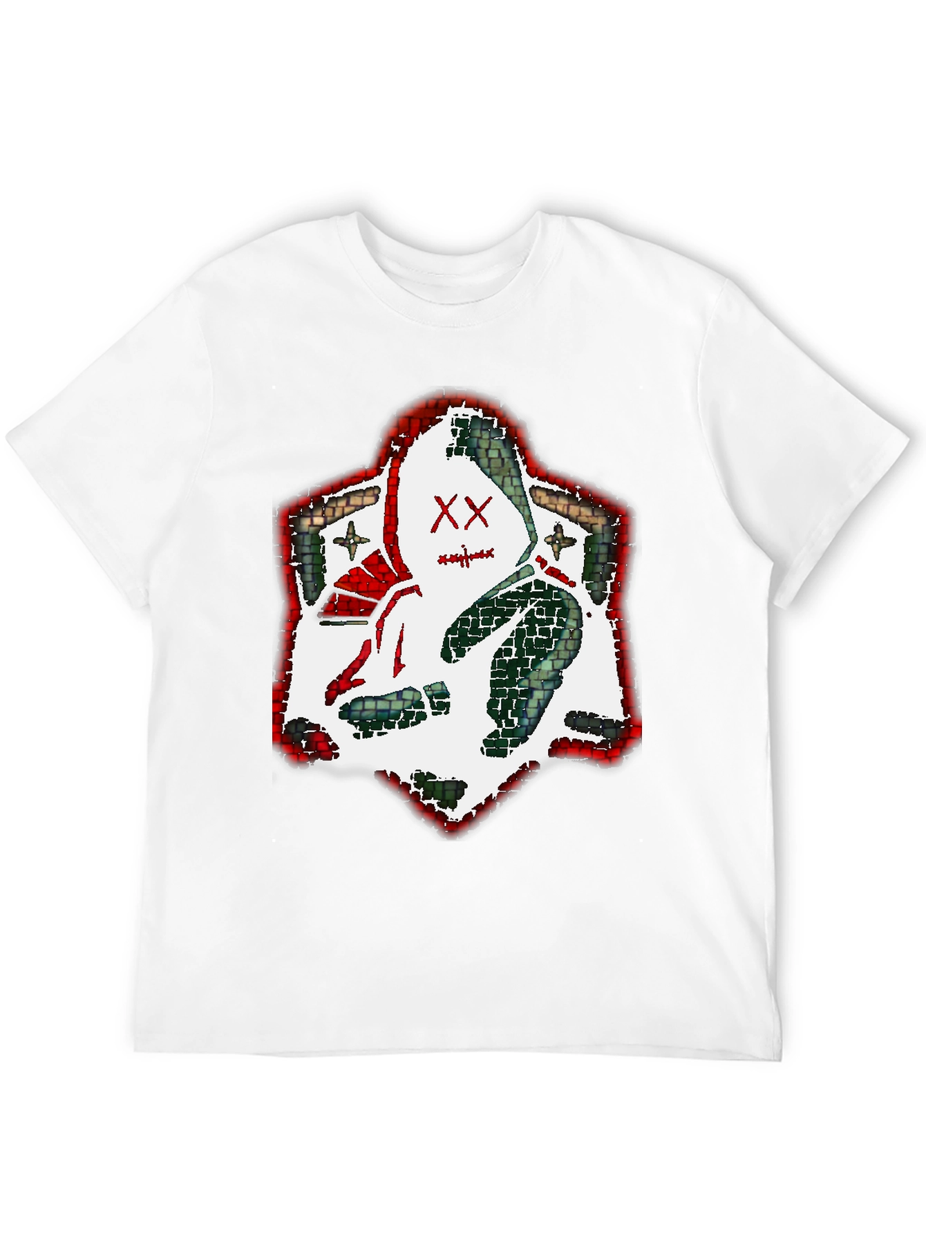 Black Edgy Hooded Figure Graphic Tee - Black Cotton Blend view 12