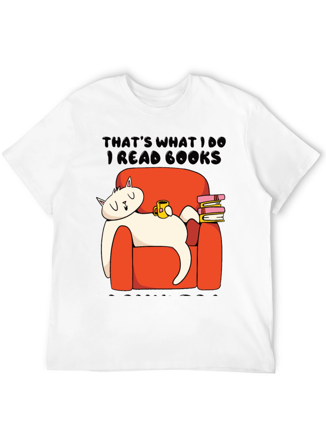 Black I Read Books Cat Graphic T-Shirt view 12