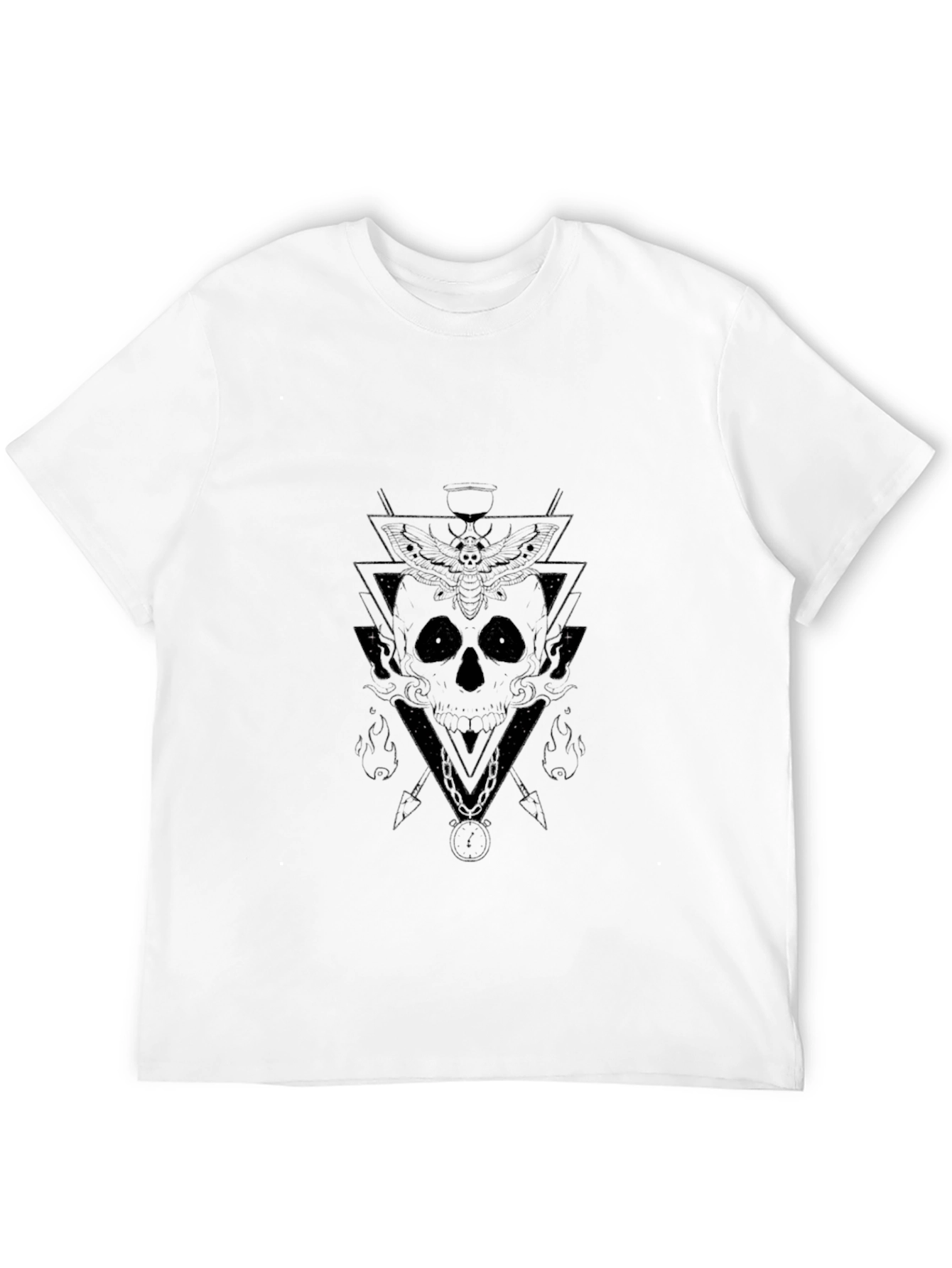 Black Geometric Skull Graphic Tee - Black Cotton Shirt view 12