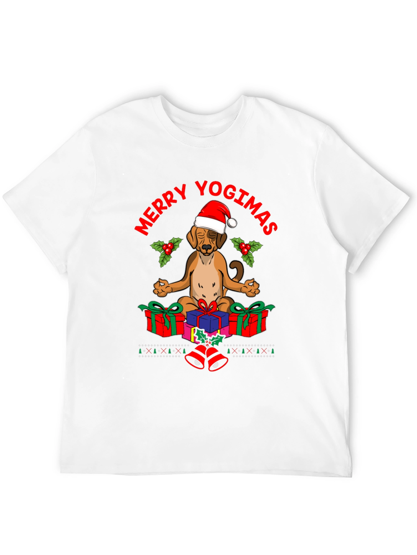 Black Merry Yogimas Dog T-Shirt - Holiday Yoga Gifts view 12