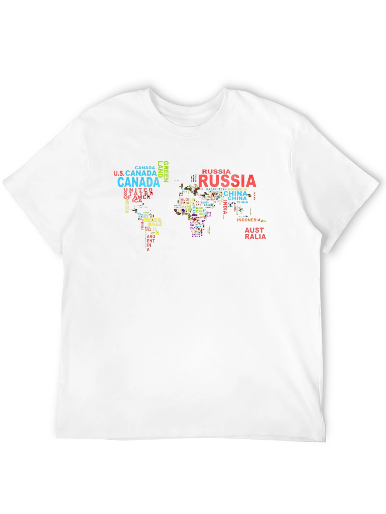 Black World Map Country Name T-Shirt view 12