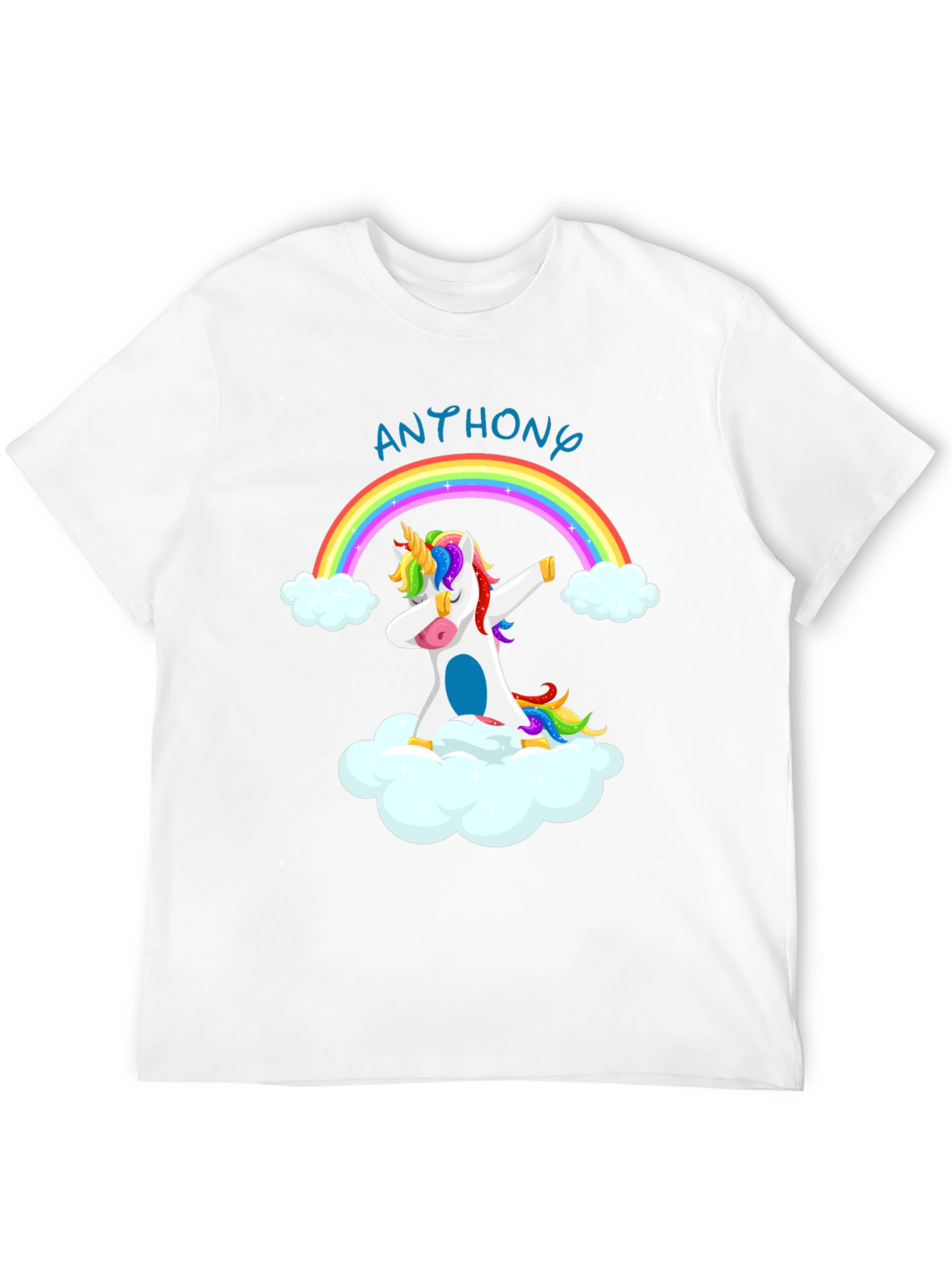 Black Dabbing Unicorn Rainbow T-Shirt - Personalized Name view 12