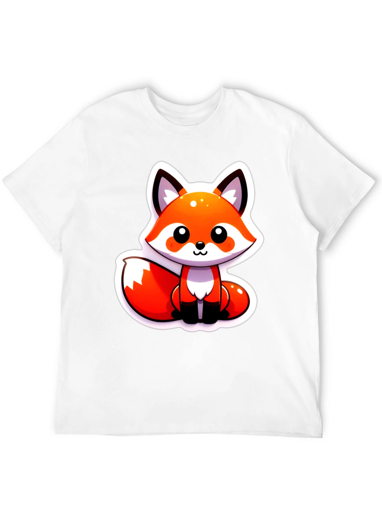 Black Cute Cartoon Fox Graphic Tee - Soft Black Unisex Shirt view 12