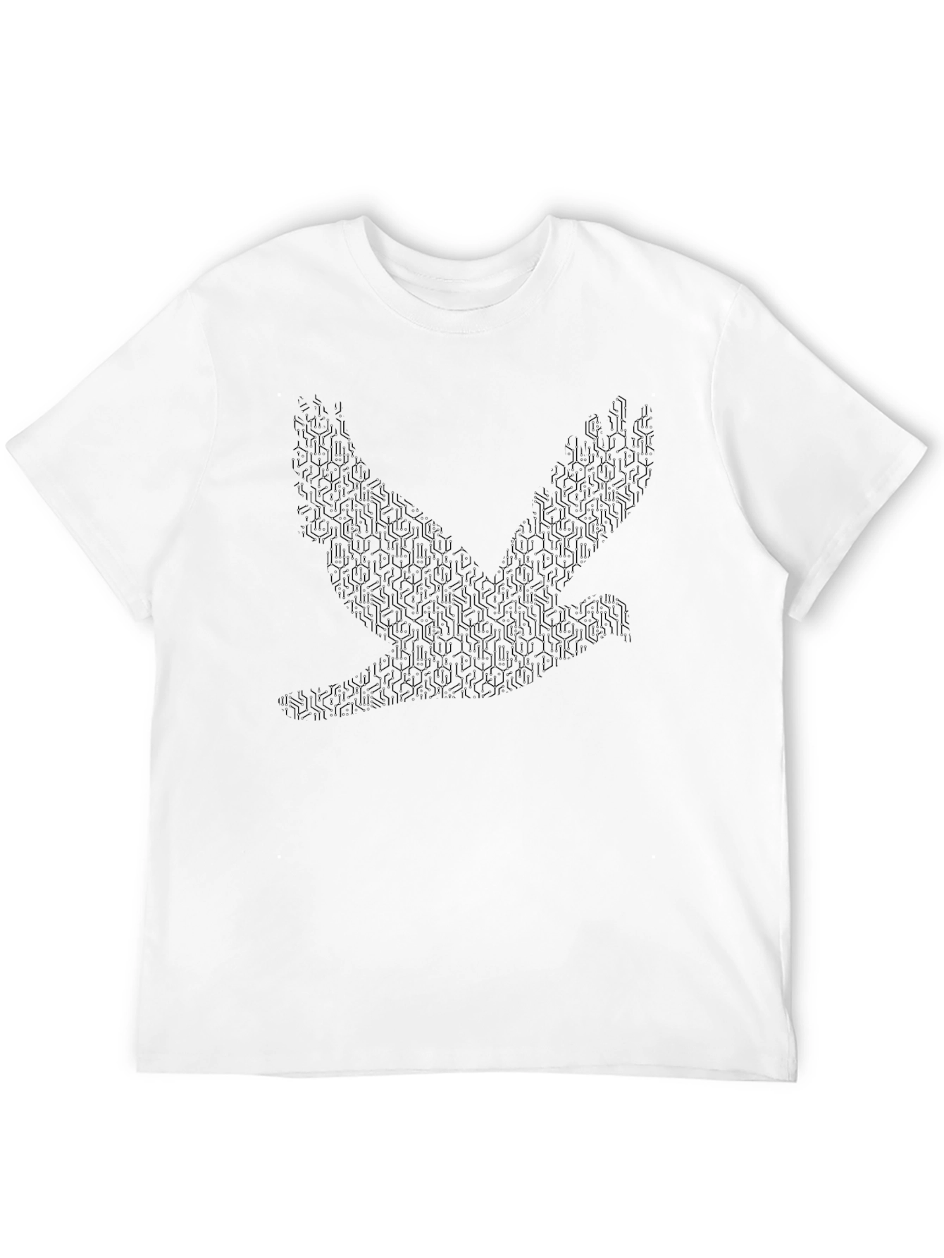Black Geometric Dove Graphic T-Shirt - Modern Style view 12