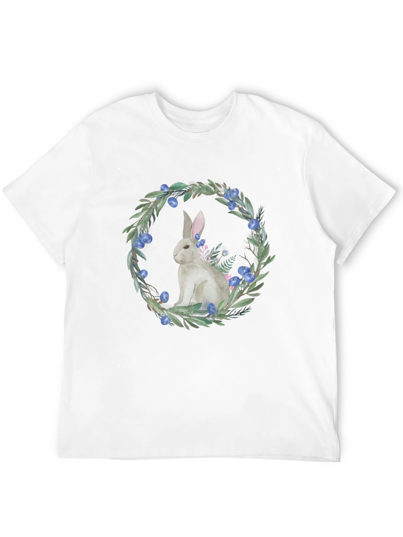 Black Rabbit Wreath Graphic Tee - Black Cotton Blend view 12