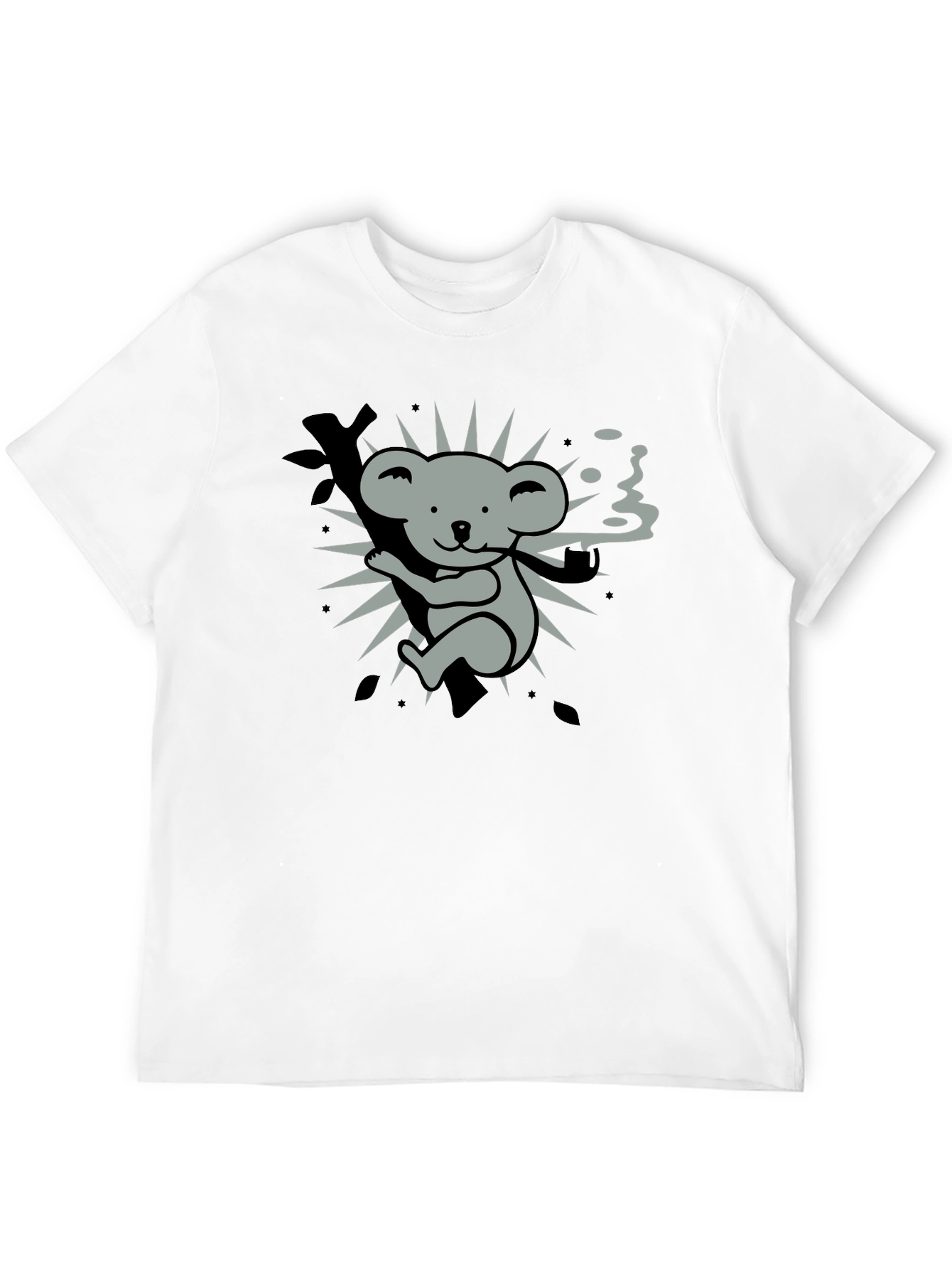 Black Smoking Koala Graphic Tee - Black Cotton T-Shirt view 12