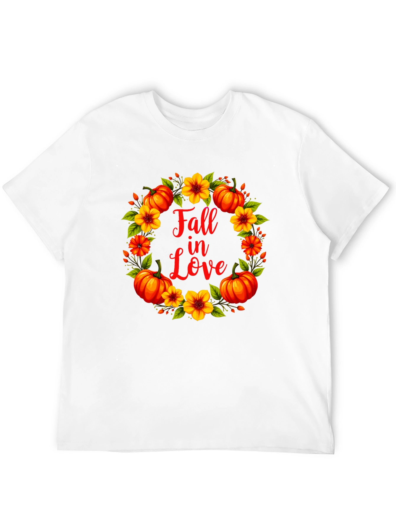 Black Fall In Love Pumpkin Floral Wreath Graphic Tee view 12