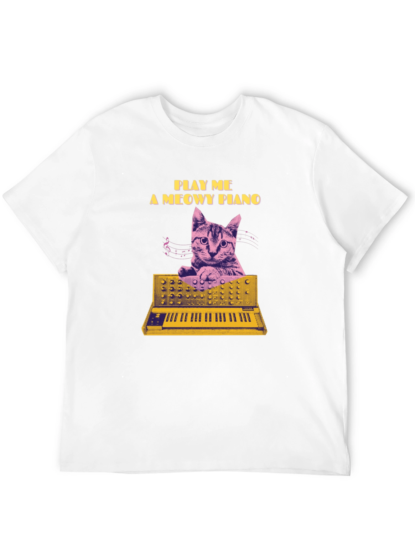 Black Play Me a Meowy Piano Black T-Shirt view 12