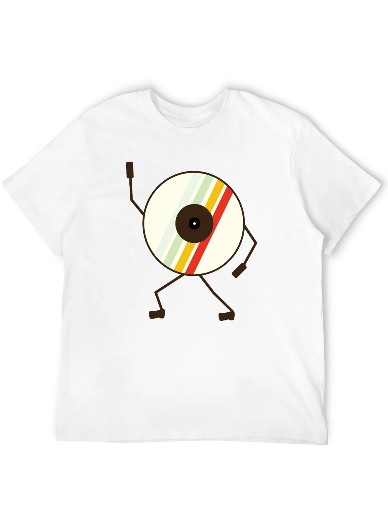 Black Retro Record Character T-Shirt - Cool Graphic Tee view 12