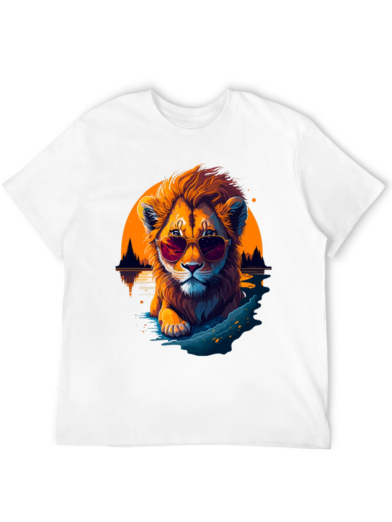 Black Cool Lion Graphic Tee - Chill Vibes Only view 12