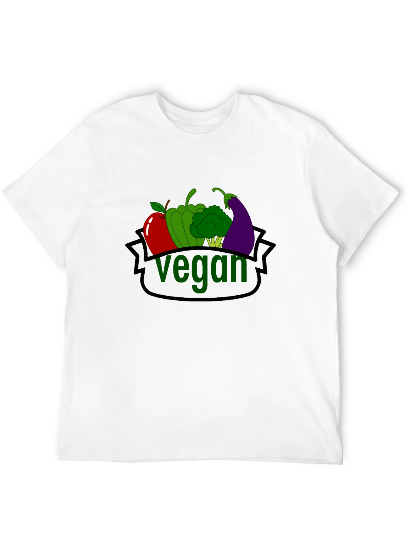Black Vegan T-Shirt with Fruit & Vegetable Design view 12