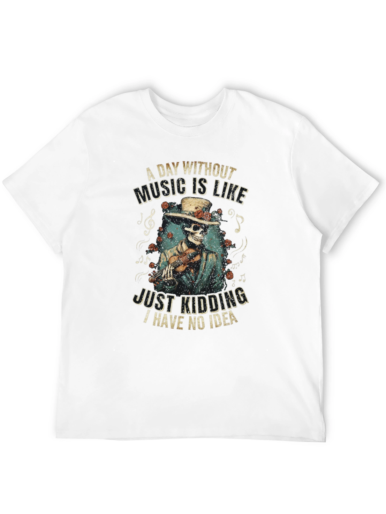 Black Music Lover's Skeleton Tee - "A Day Without Music" view 12