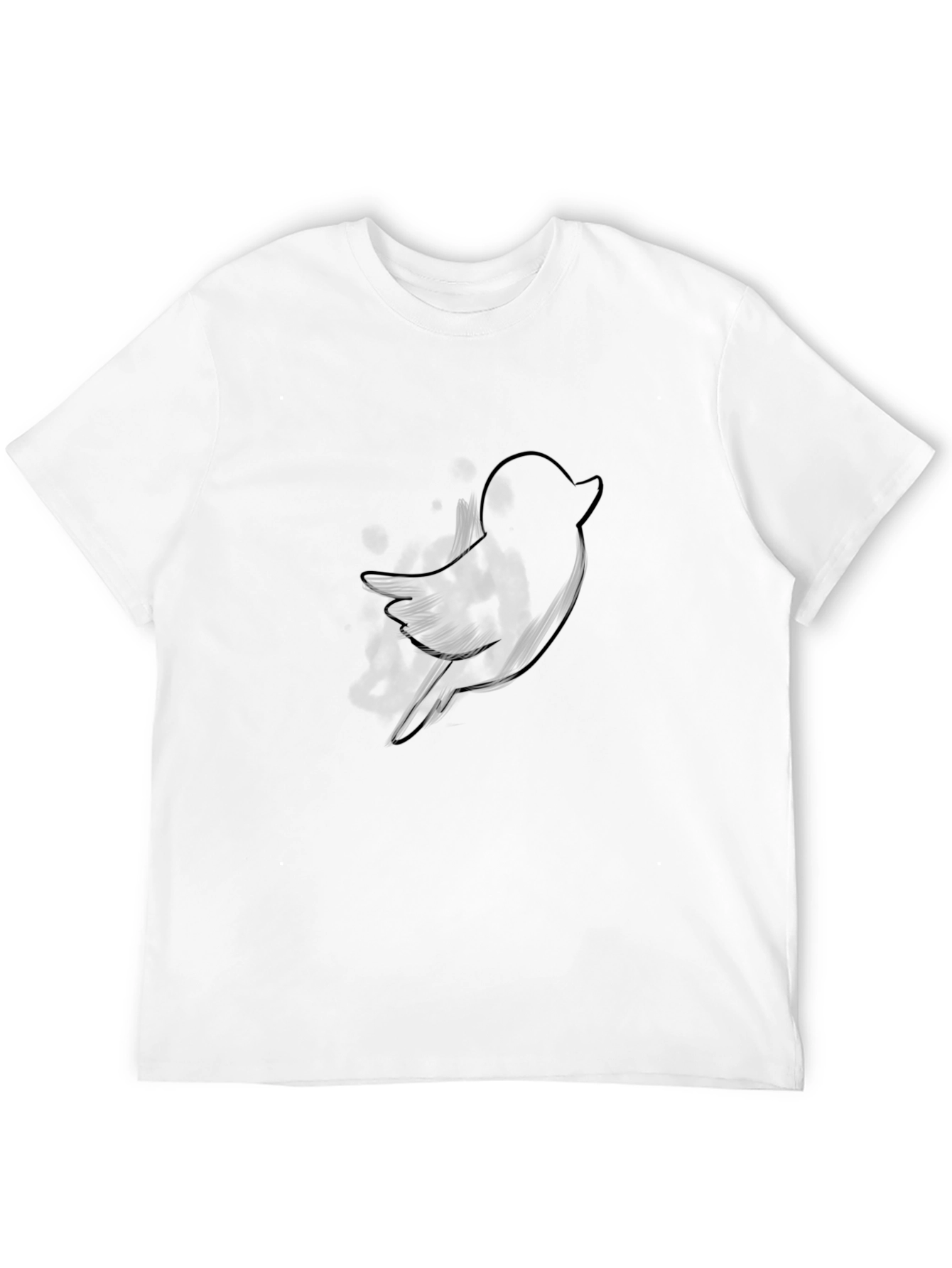 Black Men's Black T-Shirt with Bird Graphic view 12