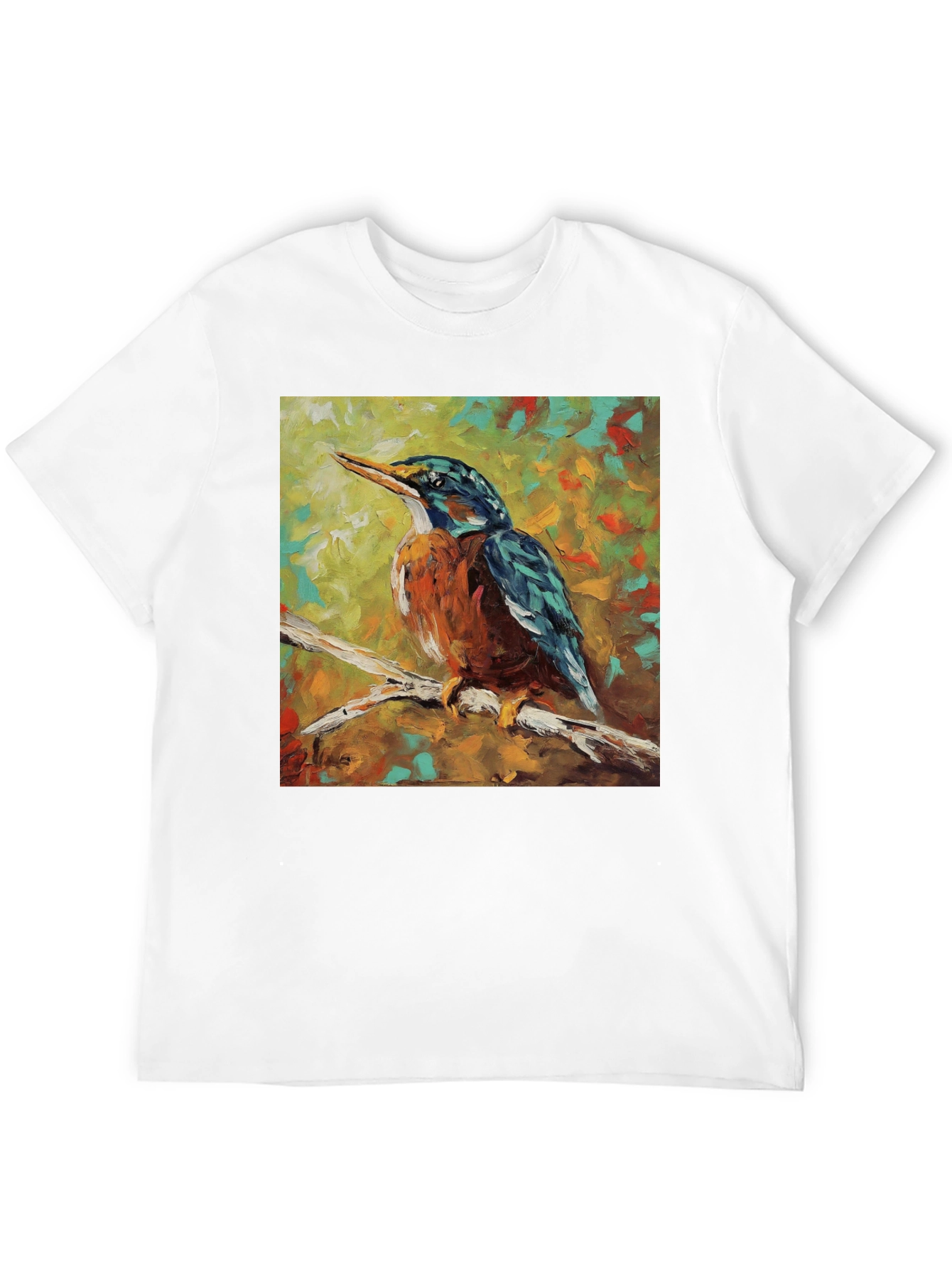 Black Kingfisher Bird Art T-Shirt view 12