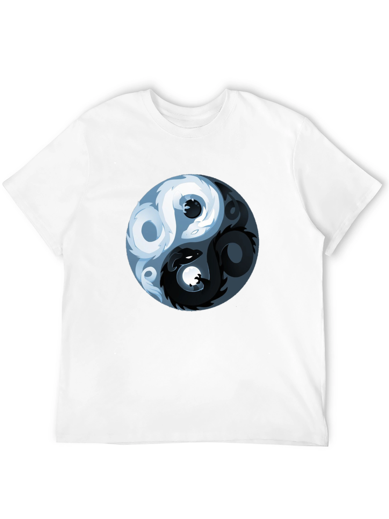 Black Yin Yang Dragon Graphic T-Shirt view 12