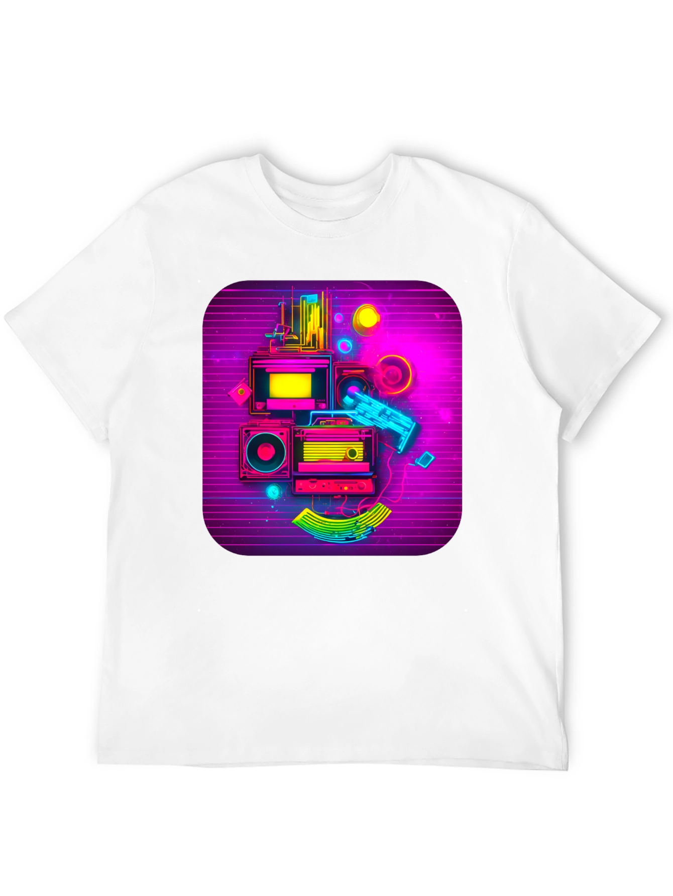 Black Retro Synthwave Music Graphic Tee view 12