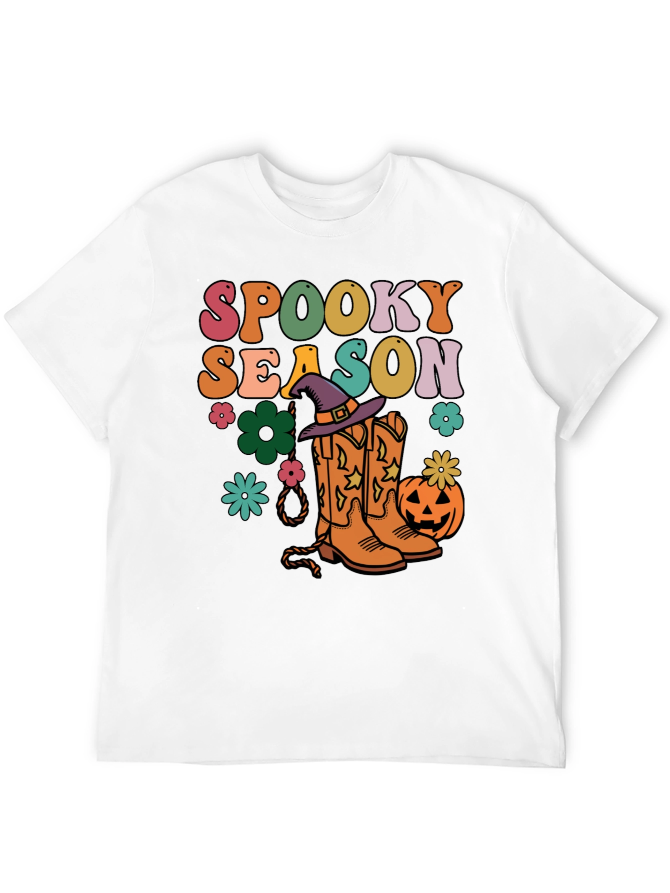 Black Spooky Season Retro Halloween T-Shirt view 12