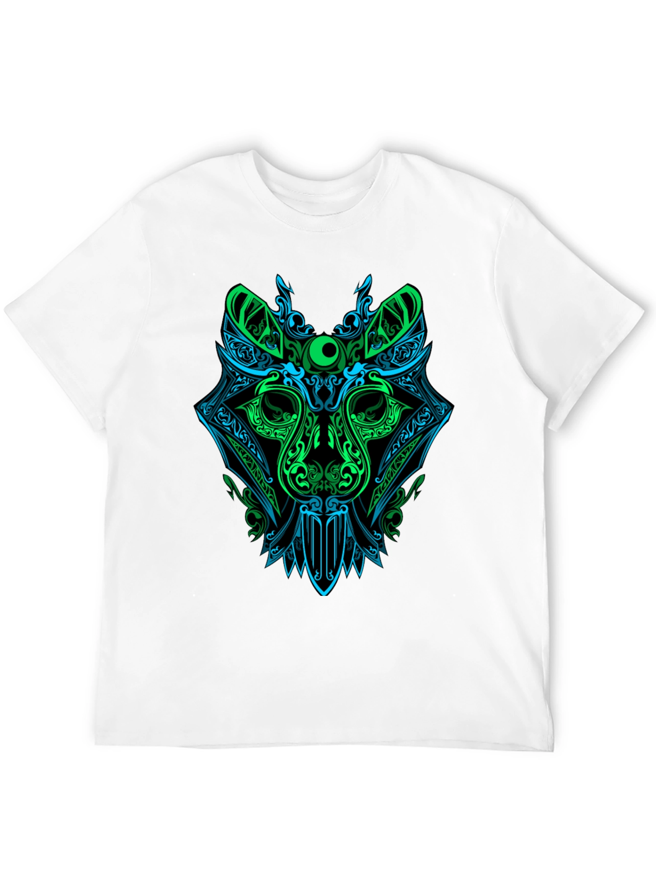 Black Neon Wolf Graphic Tee - Men's Black T-Shirt view 12