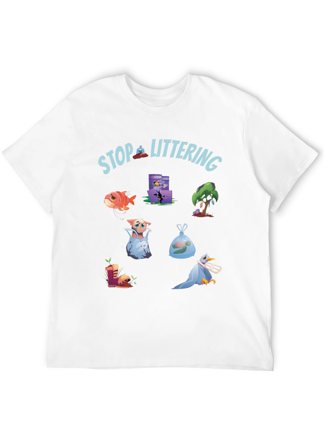Black Eco-Friendly Stop Littering Graphic T-Shirt view 12
