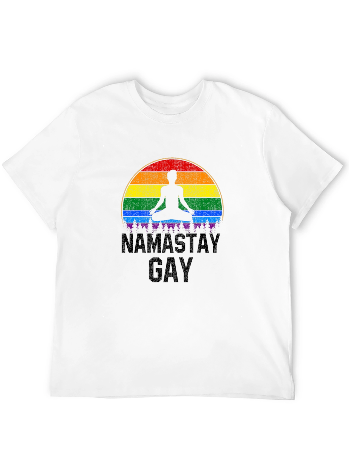 Black Namastay Gay T-Shirt: Pride Rainbow Yoga Tee view 12