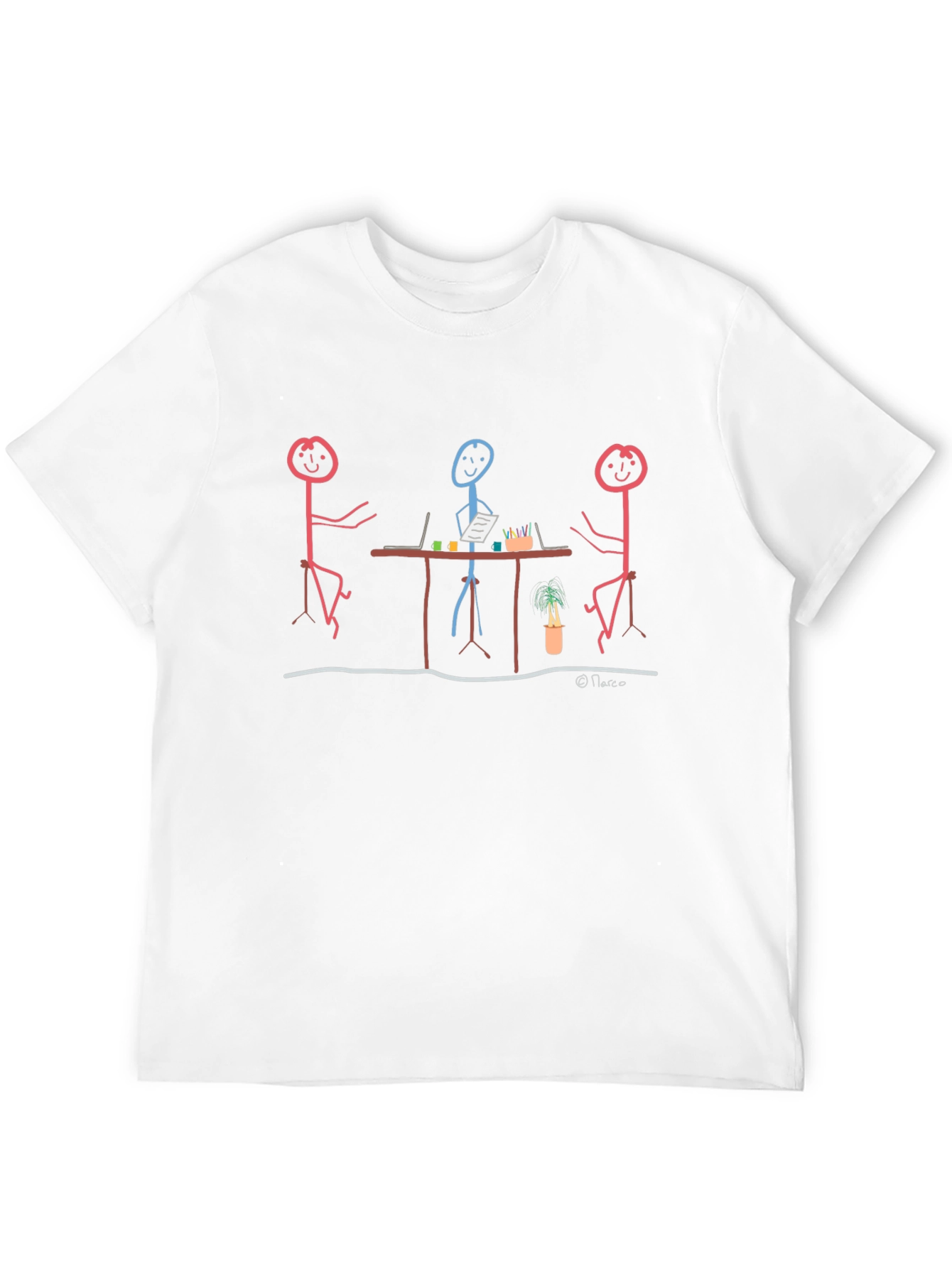Black Stick Figure Meeting Graphic T-Shirt view 12