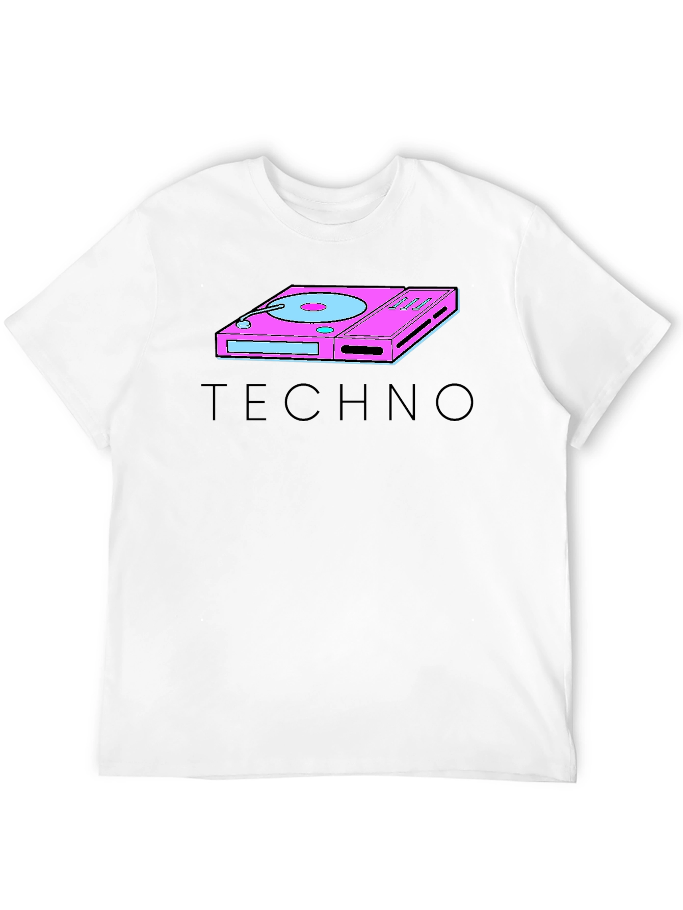 Black Retro Techno Turntable Graphic T-Shirt view 12