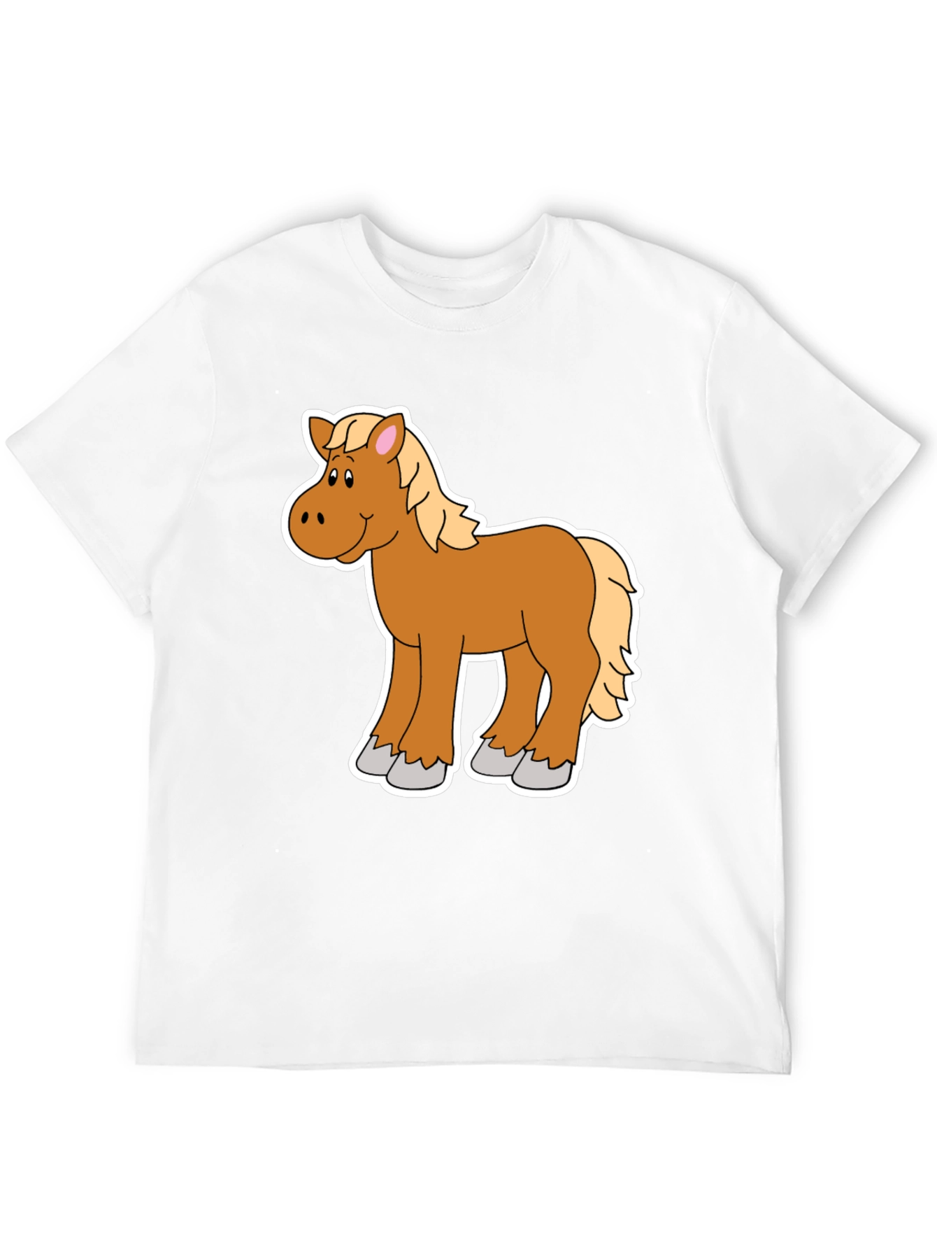 Black Cartoon Horse Graphic Tee - Black Unisex Shirt view 12