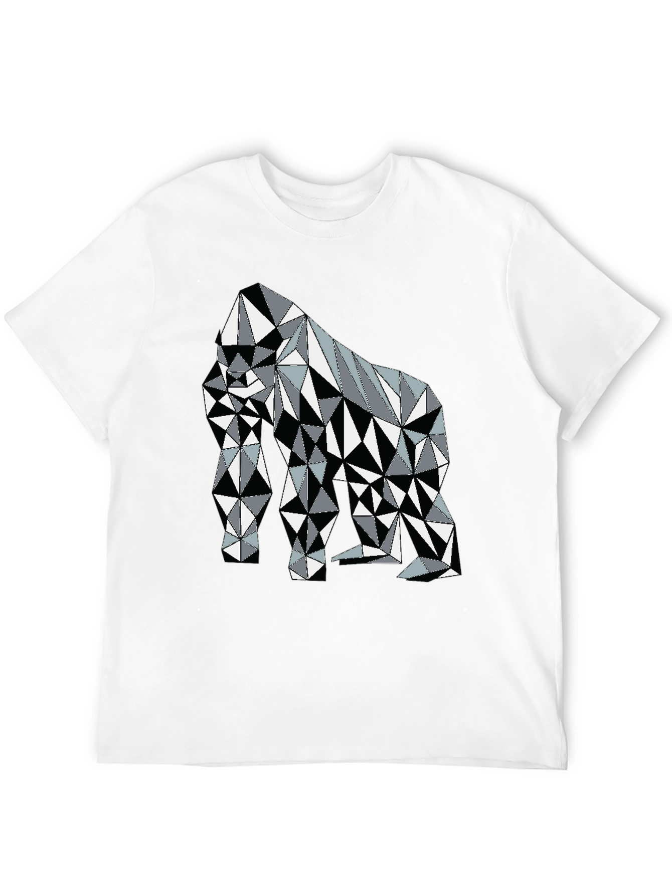 Black Geometric Gorilla Graphic Tee - Modern Animal Print Shirt view 12