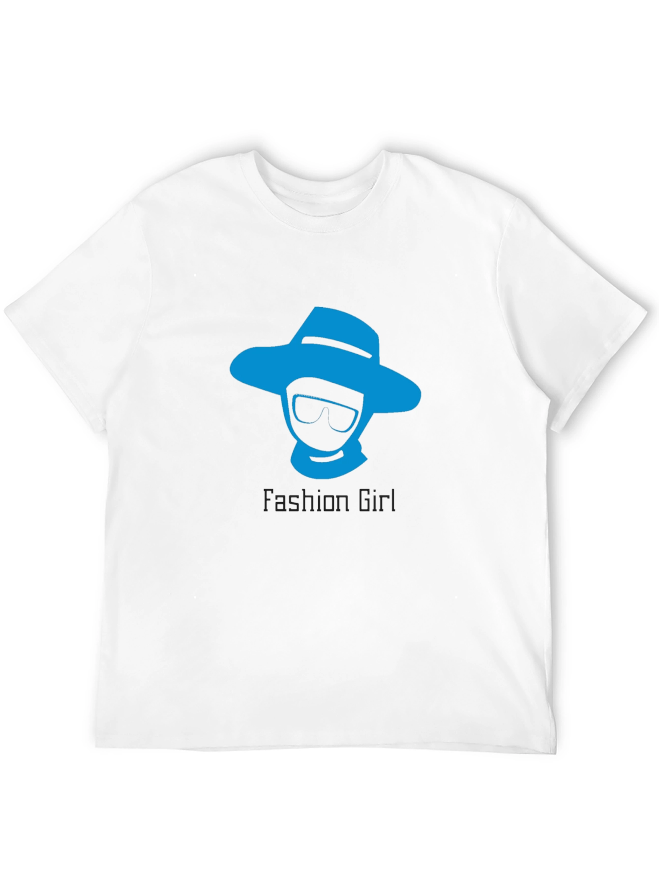 Black Cool Graphic Tee: "Fashion Girl" Design in Blue view 12