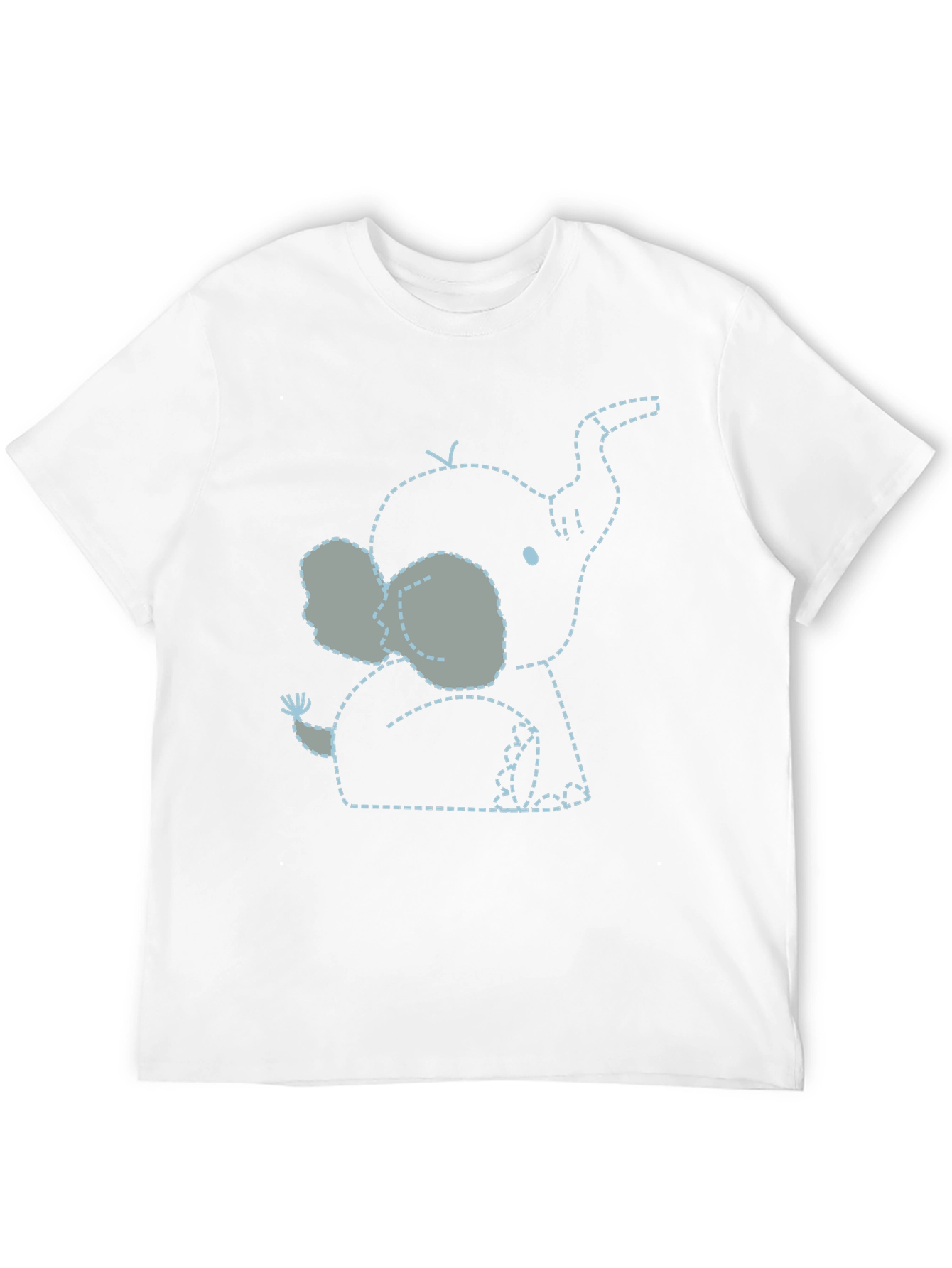 Black Cute Elephant Outline Tee - Black Soft Cotton view 12