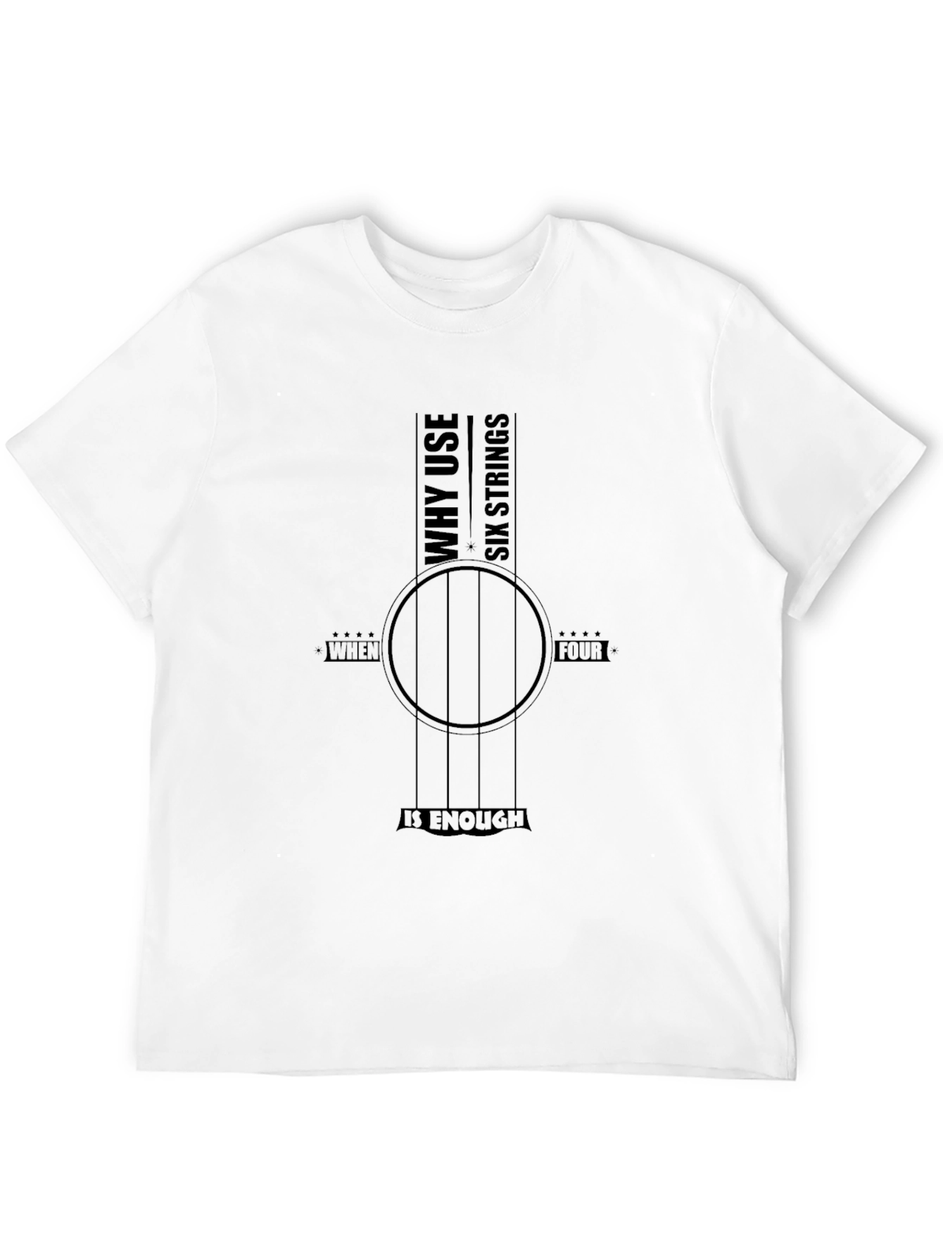 Black Why Use Six Strings T-Shirt - Funny Guitar Bass Tee view 12
