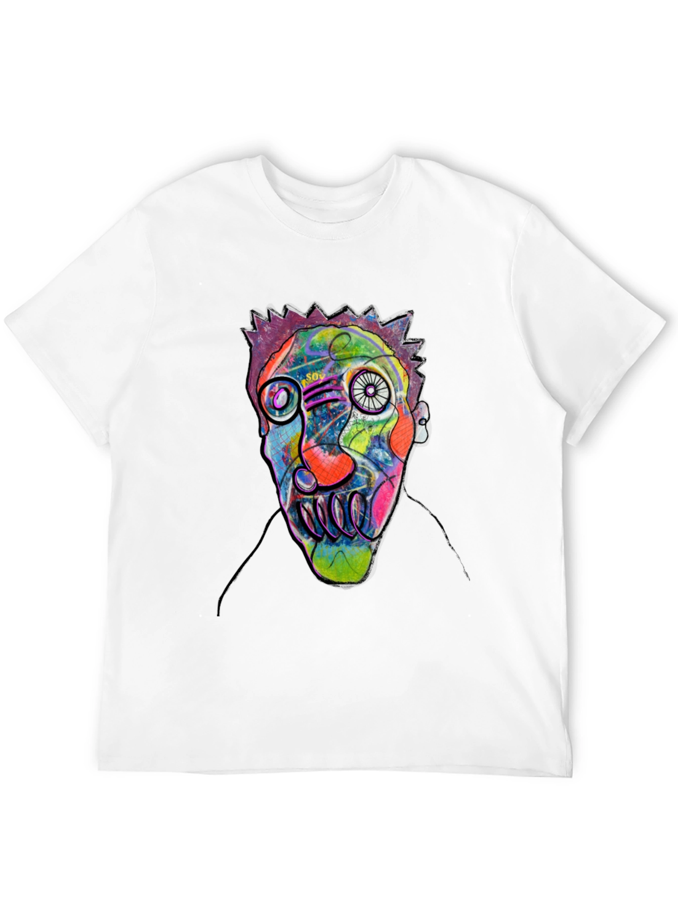Black Abstract Face Art Black T-Shirt view 12