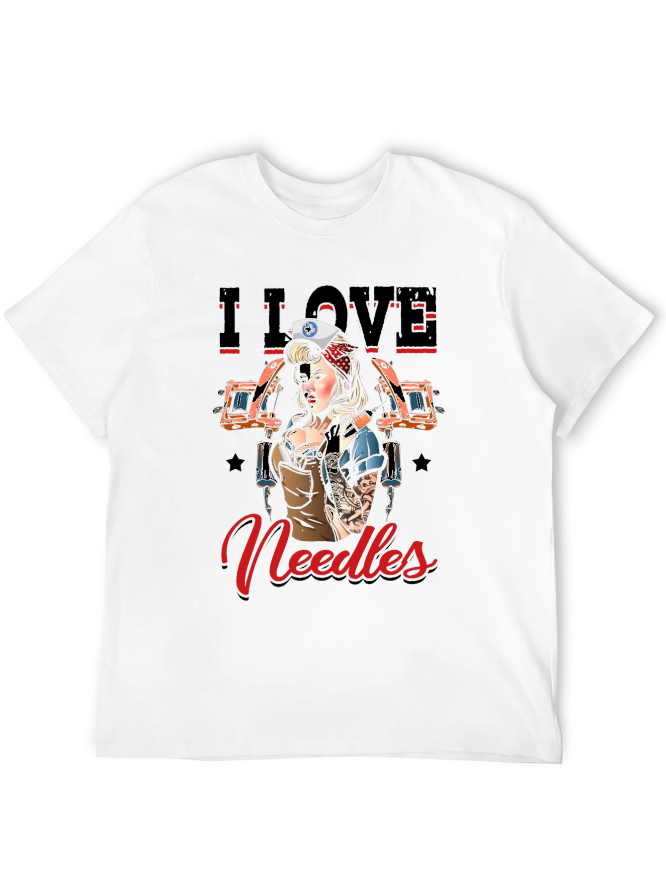 Black I Love Needles Tattoo Artist T-Shirt view 12