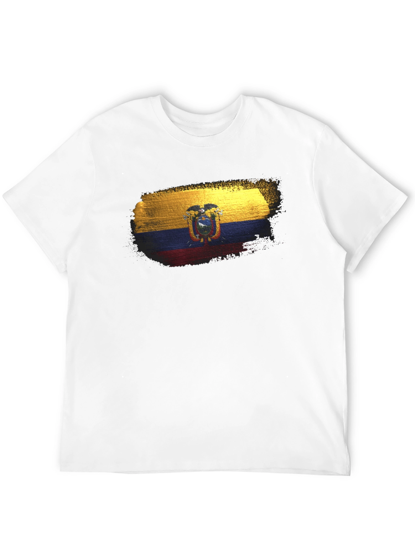 Black Ecuador Flag T-Shirt - Black Crew Neck Tee view 12