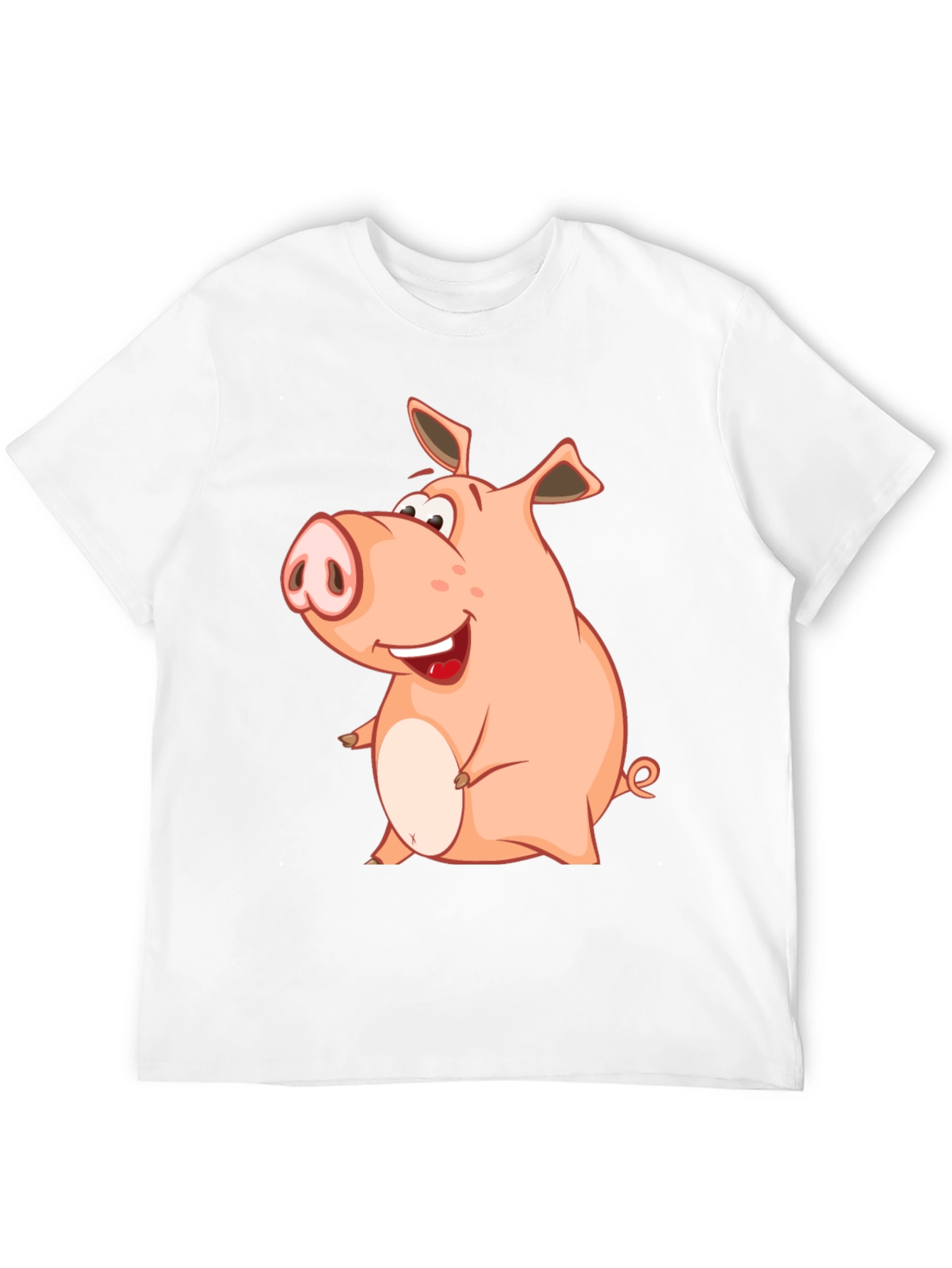 Black Funny Pig Cartoon Graphic Tee - Black Cotton Shirt view 12