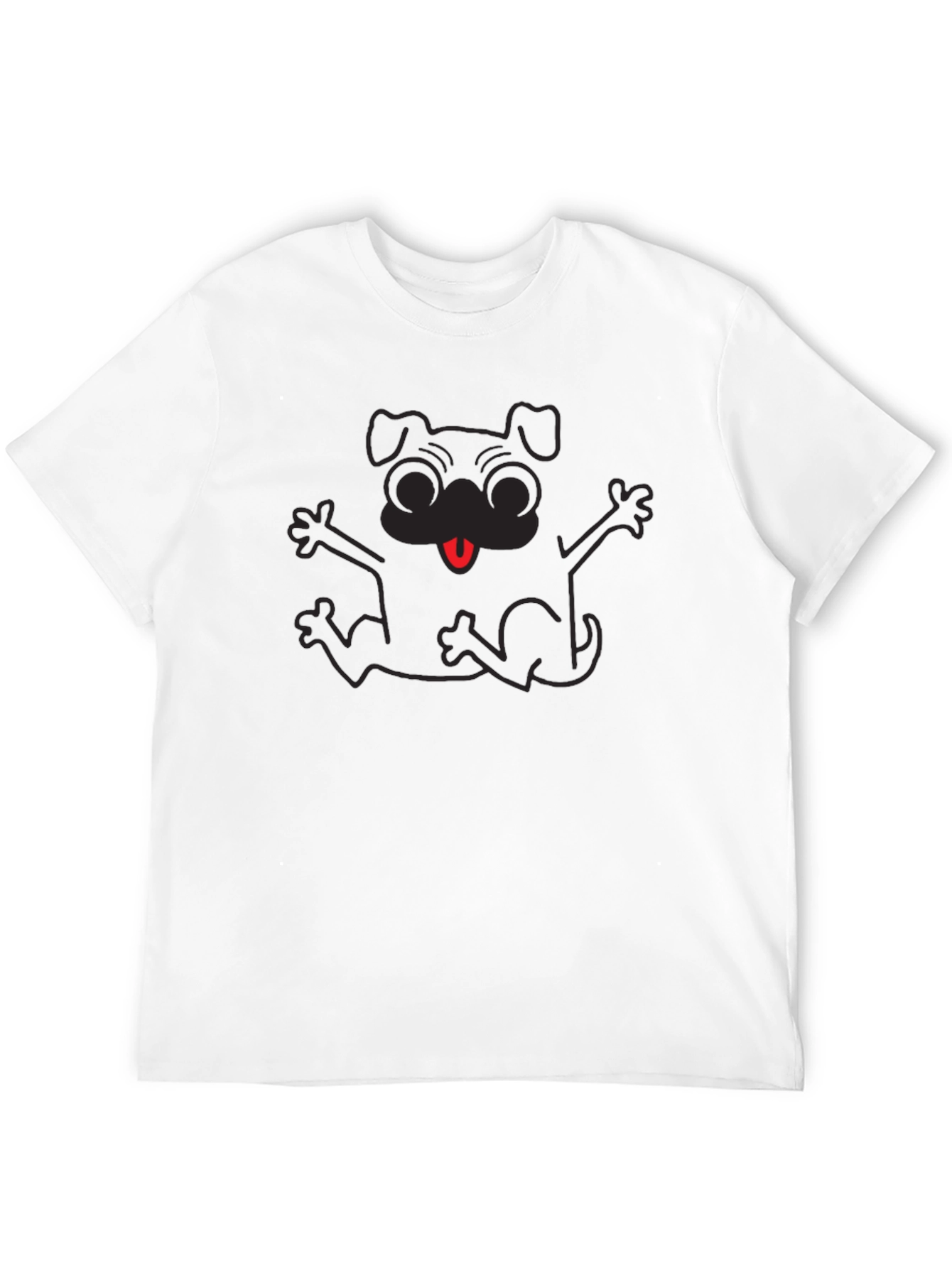 Black Funny Pug Dog Graphic T-Shirt - Black view 12