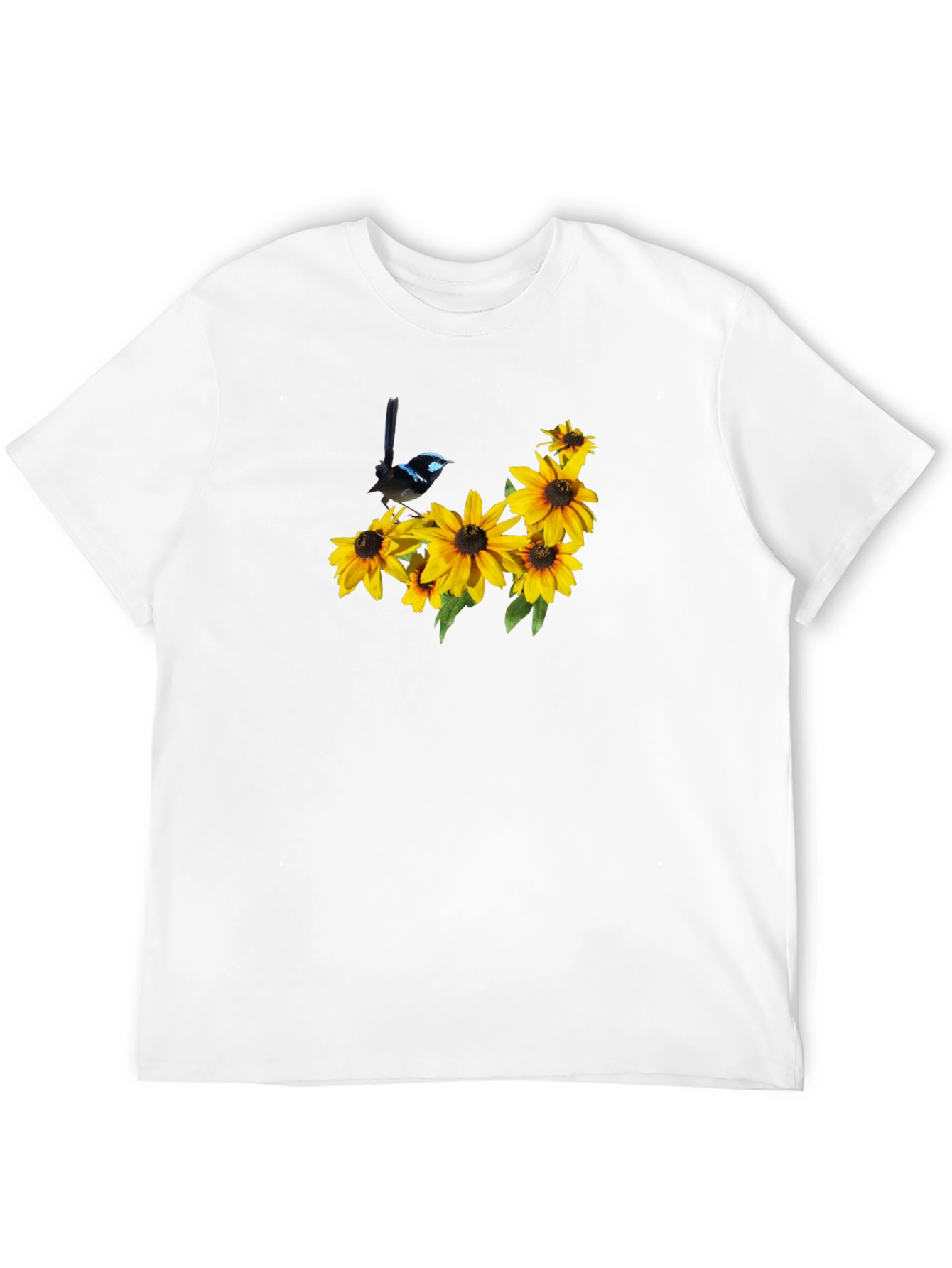 Black Black Tee with Bird and Sunflower Graphic view 12