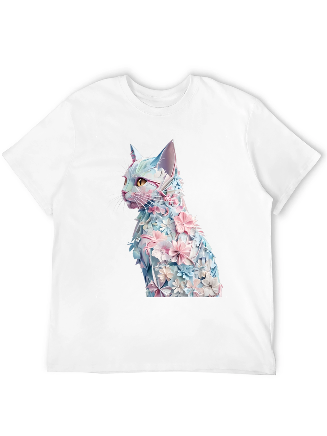 Black Floral Cat Graphic Tee - Stylish Black T-Shirt view 12