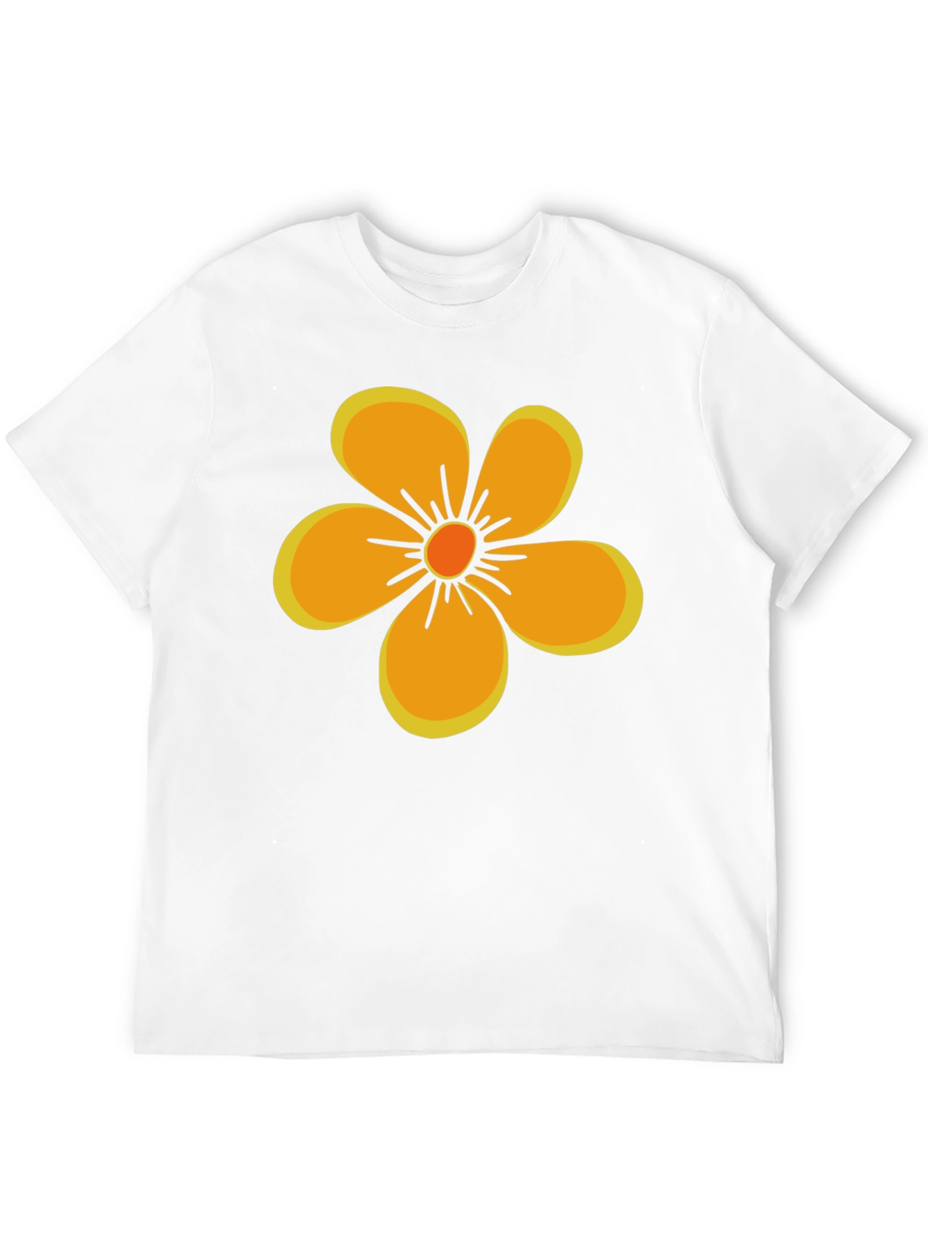 Black Black T-Shirt with Orange Flower Graphic view 12