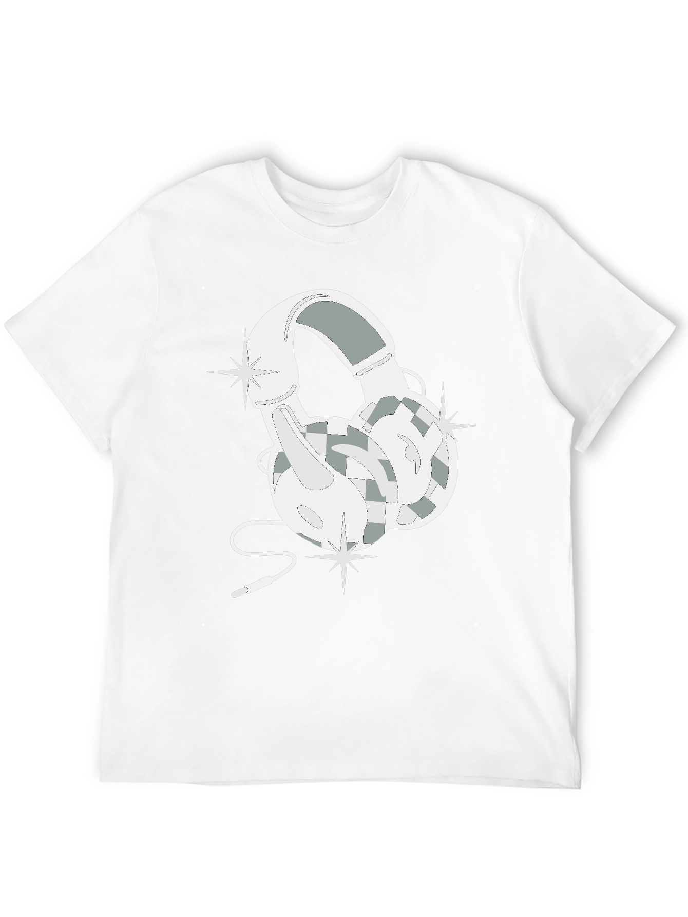 Black Stylish Headphones Graphic T-Shirt view 12