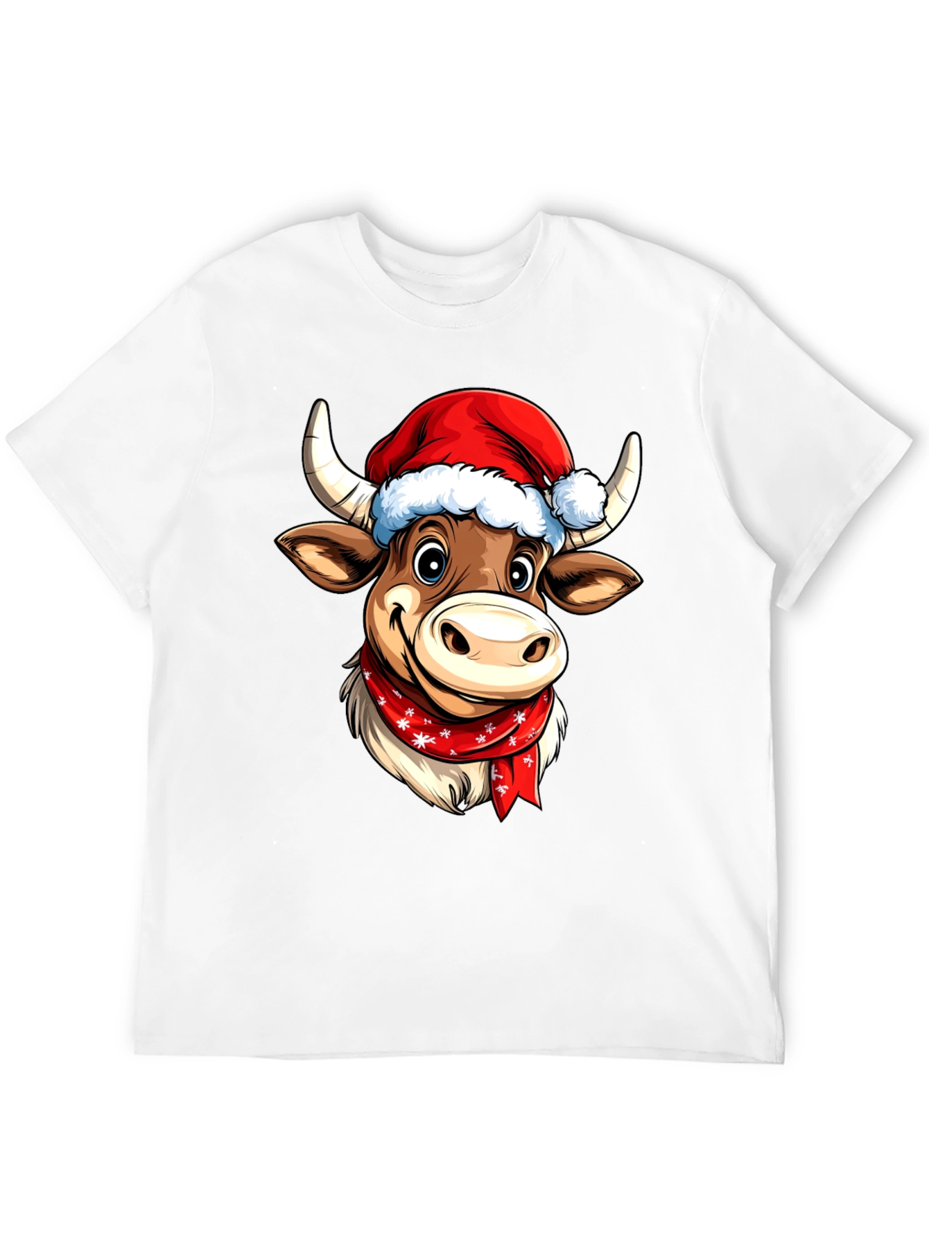 Black Festive Cartoon Cow T-Shirt view 12