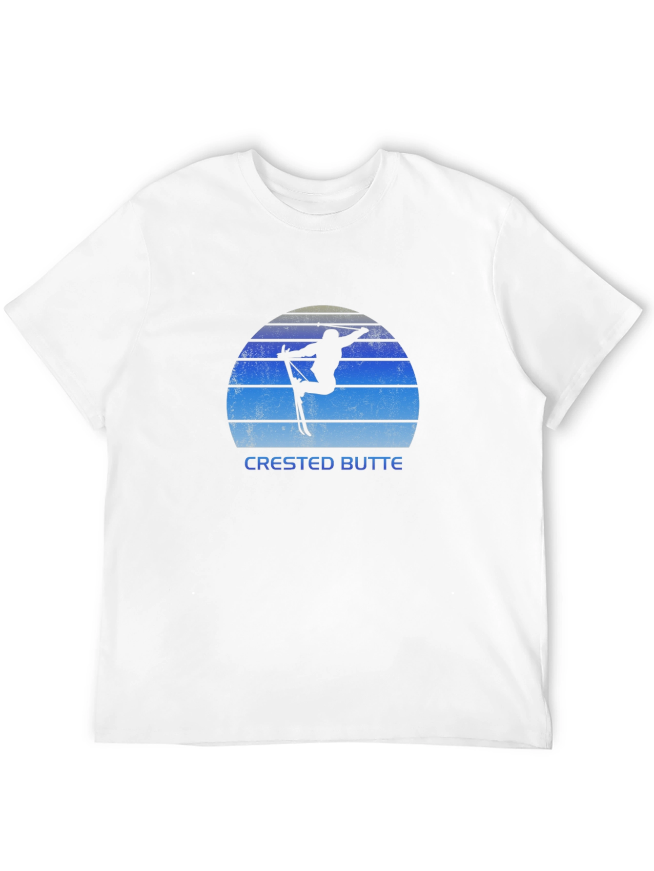 Black Crested Butte Skiing Silhouette T-Shirt view 12