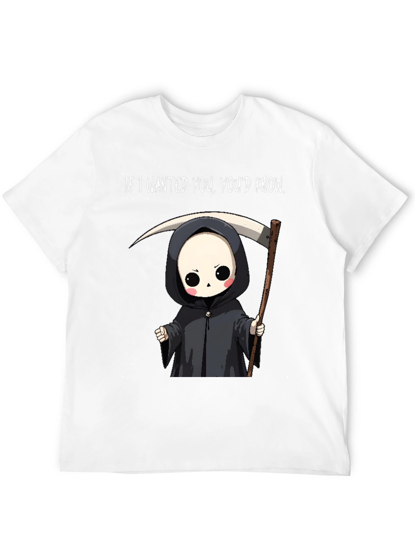 Black Grim Reaper Cartoon Graphic Tee - "If I Wanted You, You'd Know" view 12
