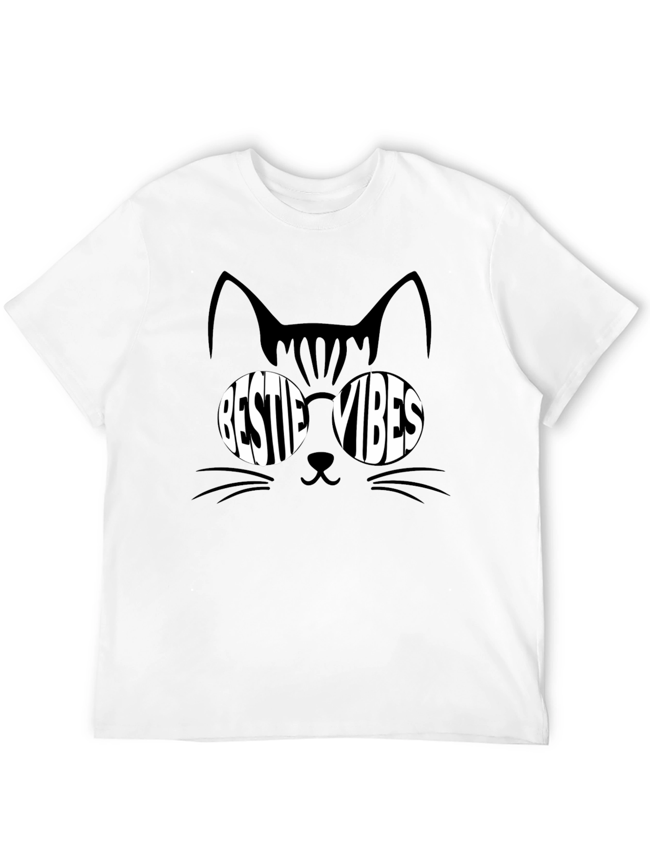 Black Cool Cat Bestie Vibes Black T-Shirt view 12