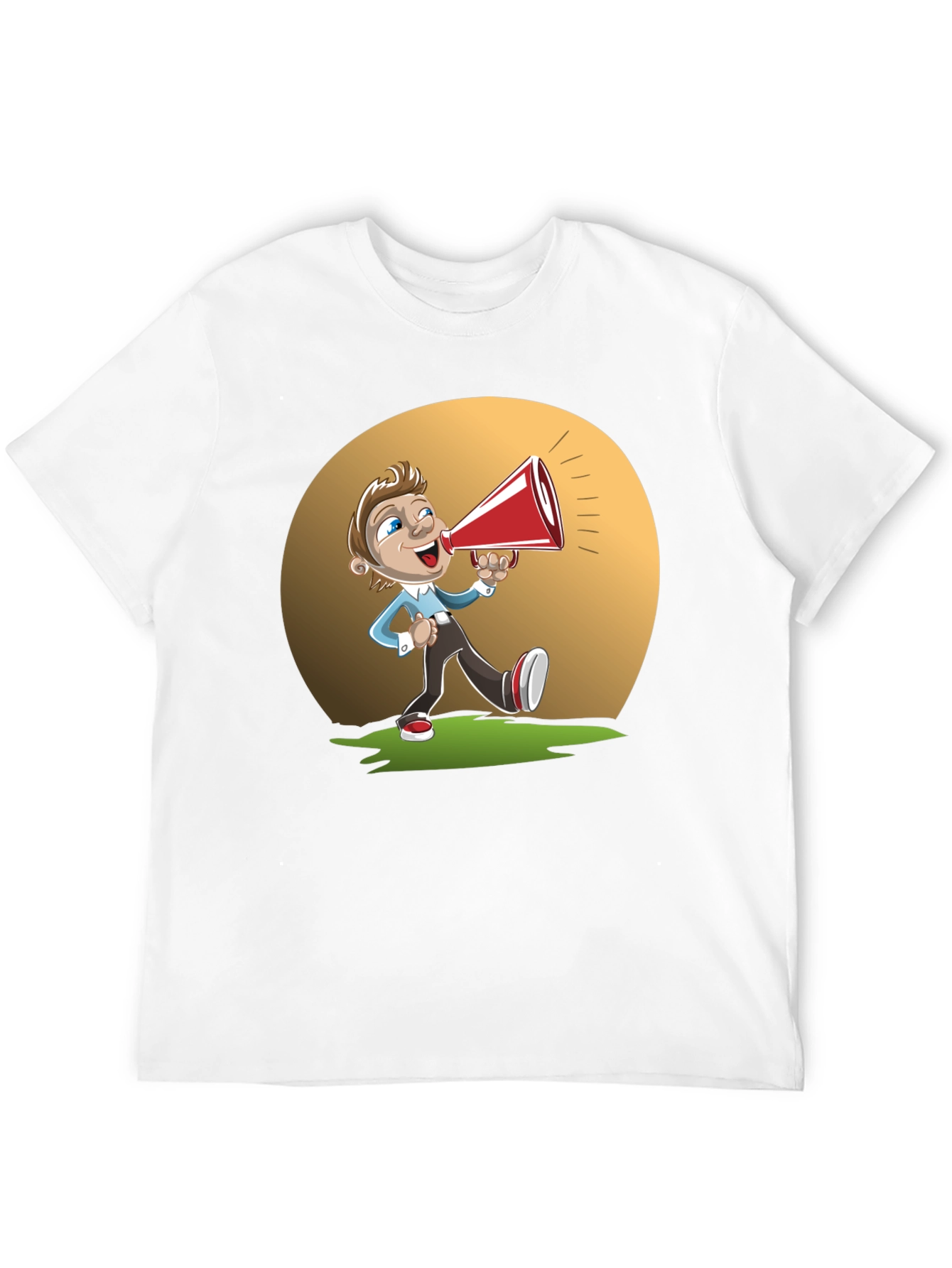 Black Cartoon Man with Megaphone Graphic T-Shirt view 12
