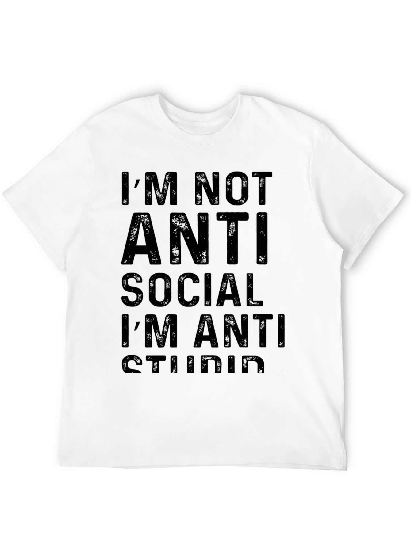 Black Anti Stupid T-Shirt - Black, Funny Slogan Tee view 12