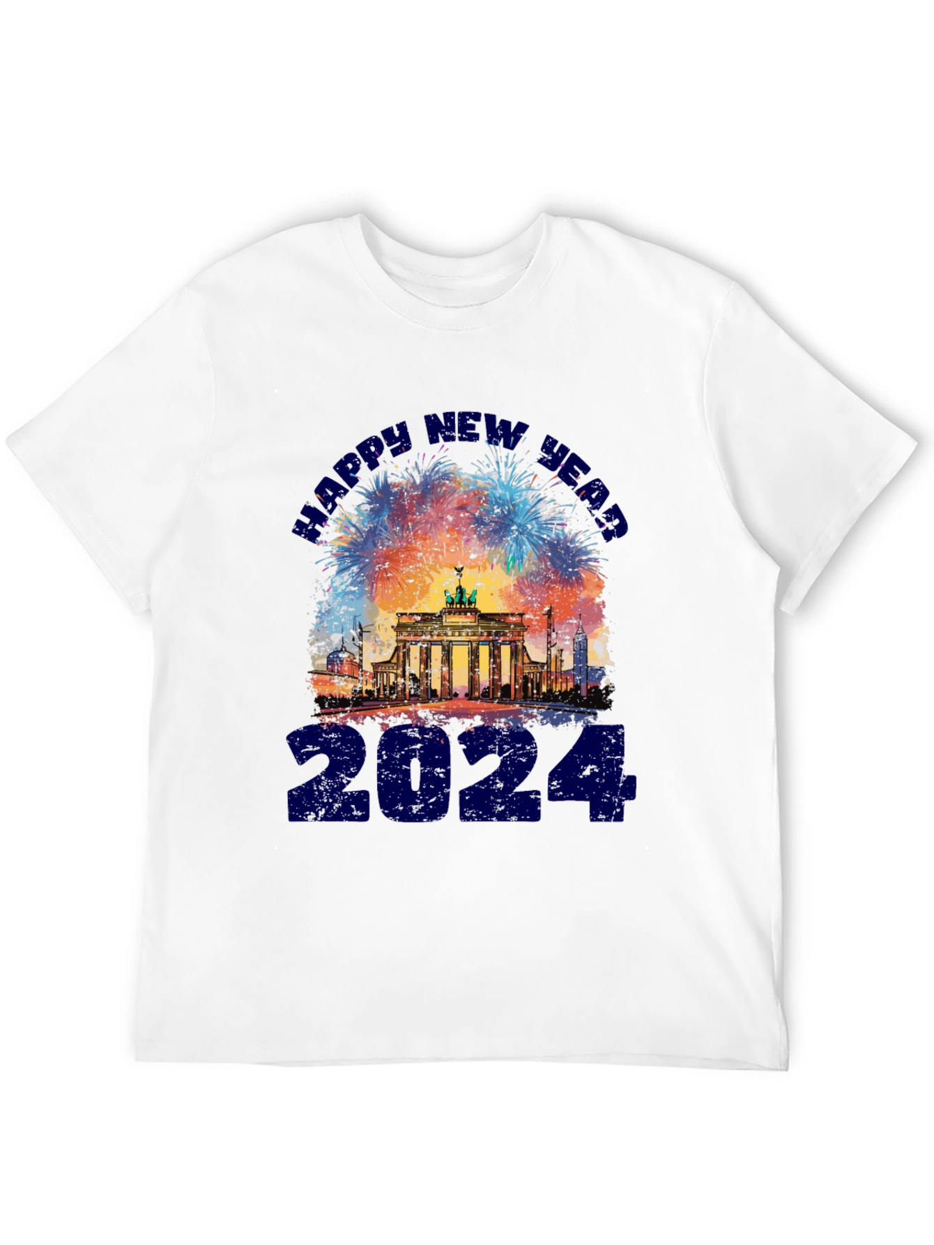 Black Happy New Year 2024 Berlin Fireworks T-Shirt view 12