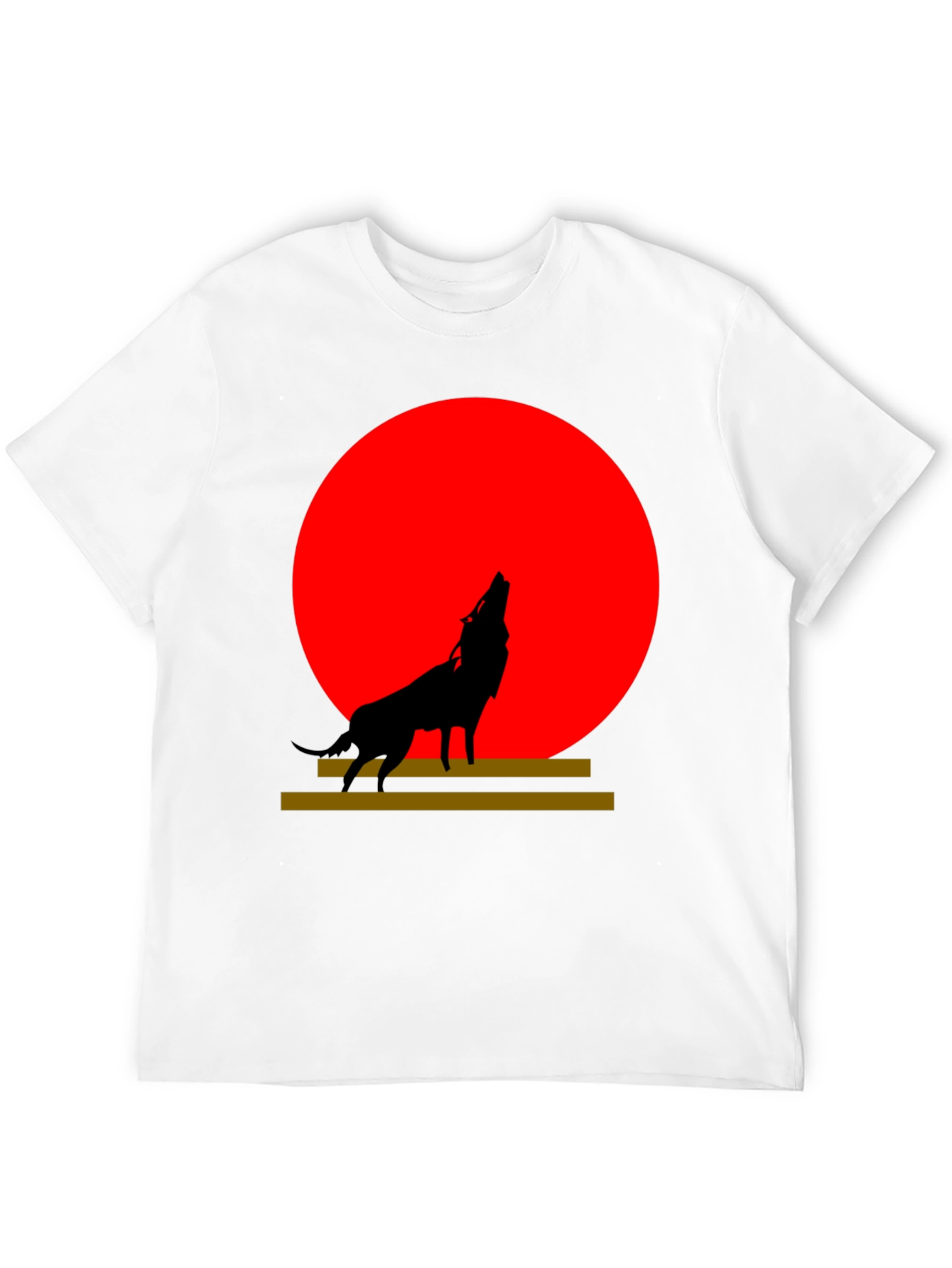 Black Wolf Silhouette Graphic Tee - Red Moon Design view 12