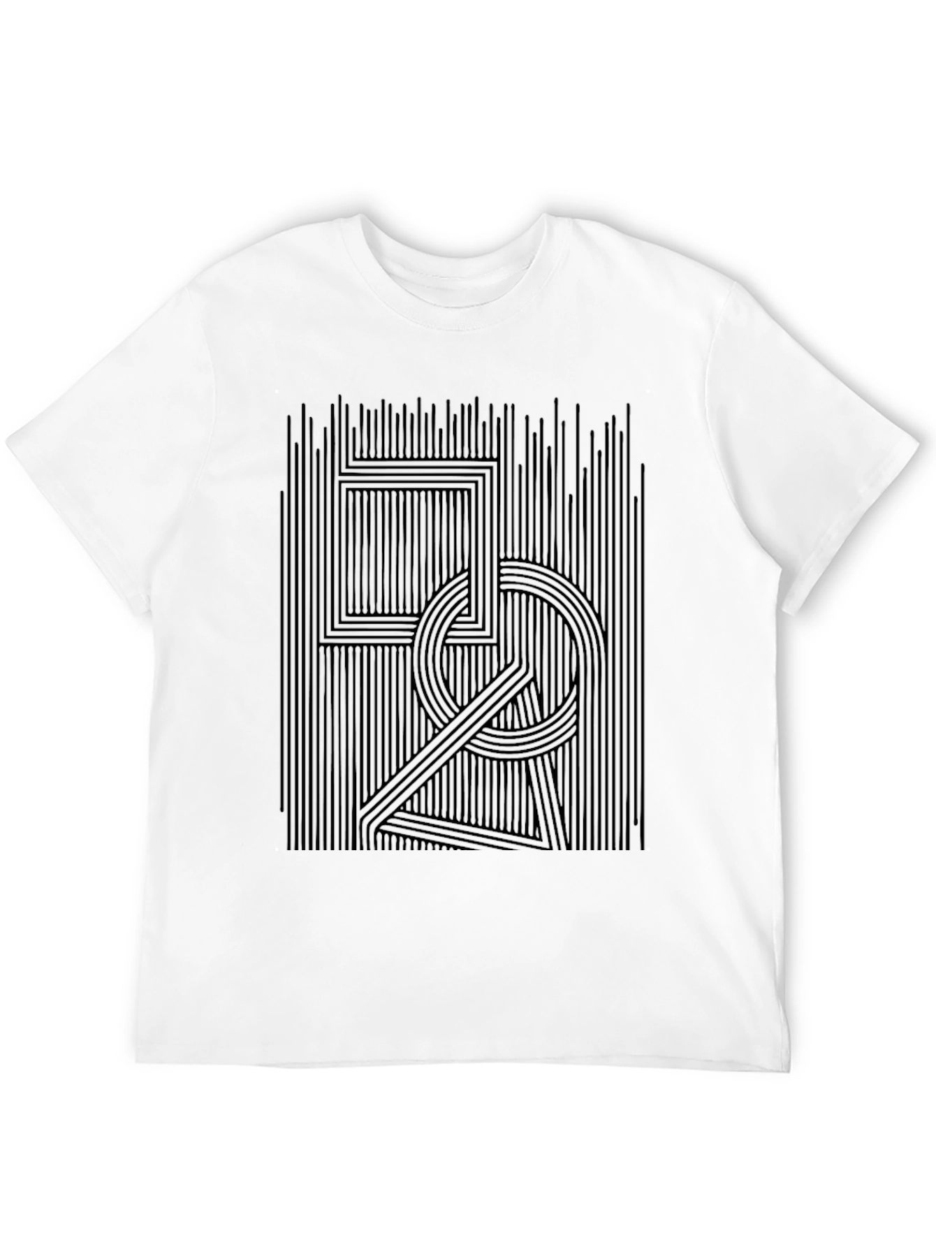 Black Abstract Line Art Black Graphic Tee view 12